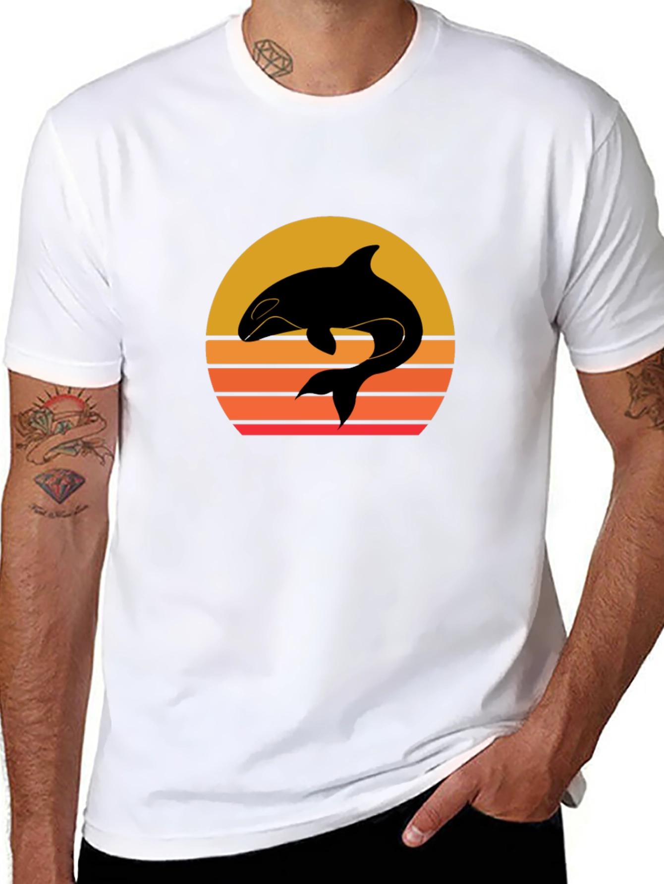 Orca Sunset Graphic Tee - Black T-Shirt