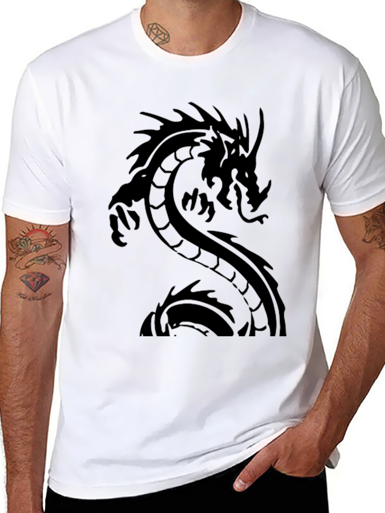 Dragon Graphic Black T-Shirt - Mens Casual Tee