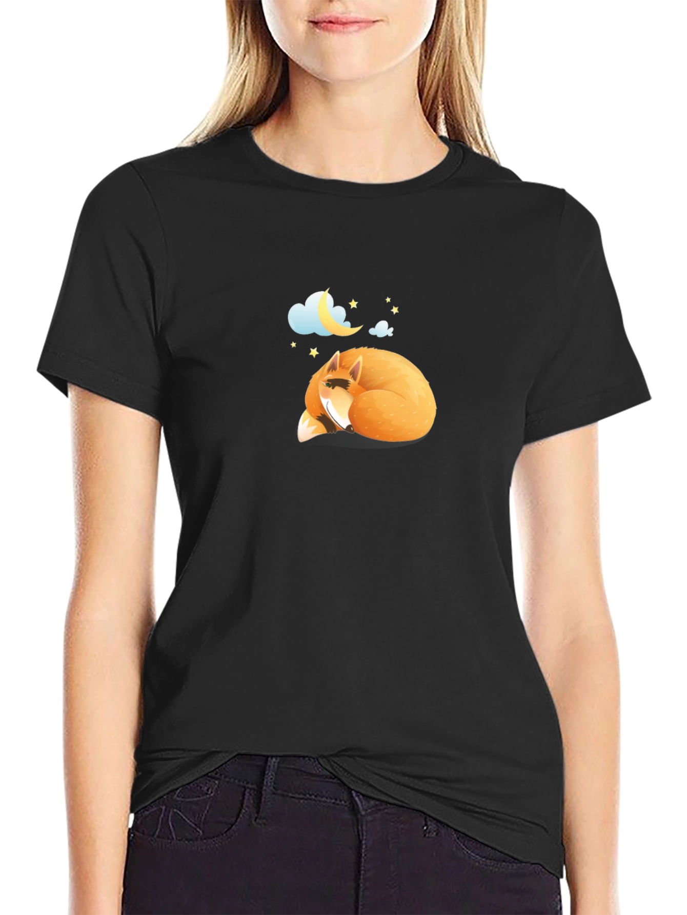 Dreamy Fox Graphic Black Tee