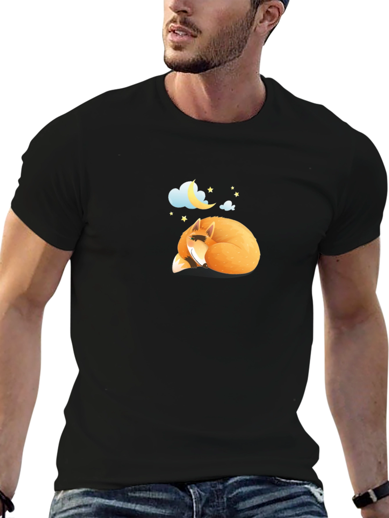 Dreamy Fox Graphic Black Tee