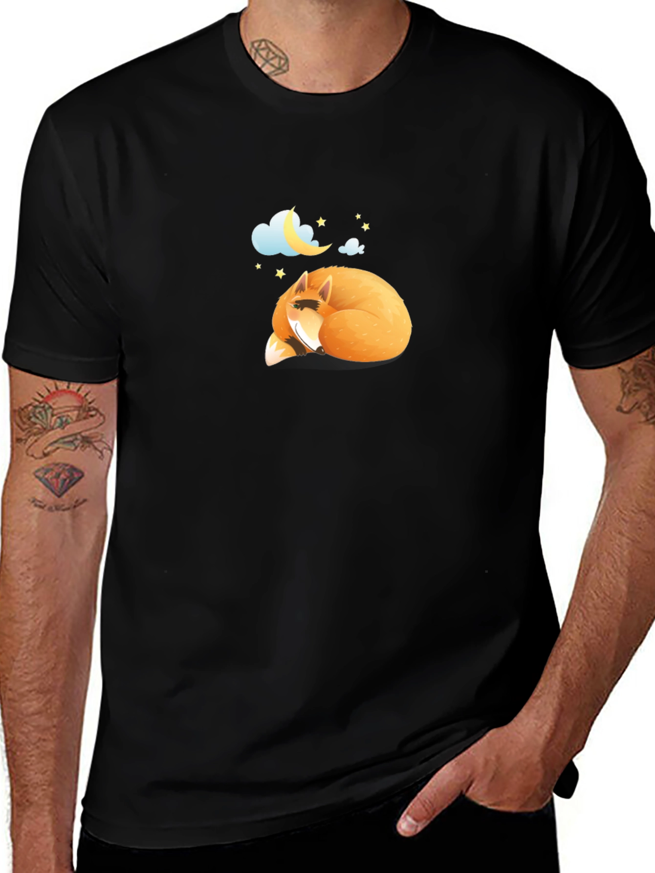 Dreamy Fox Graphic Black Tee