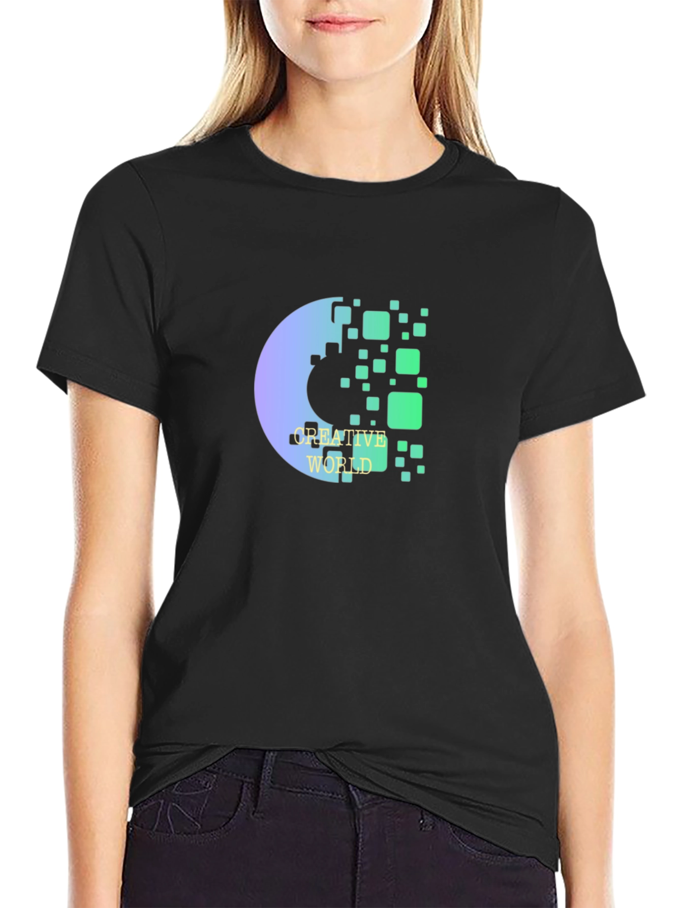 Creative World Black Graphic T-Shirt