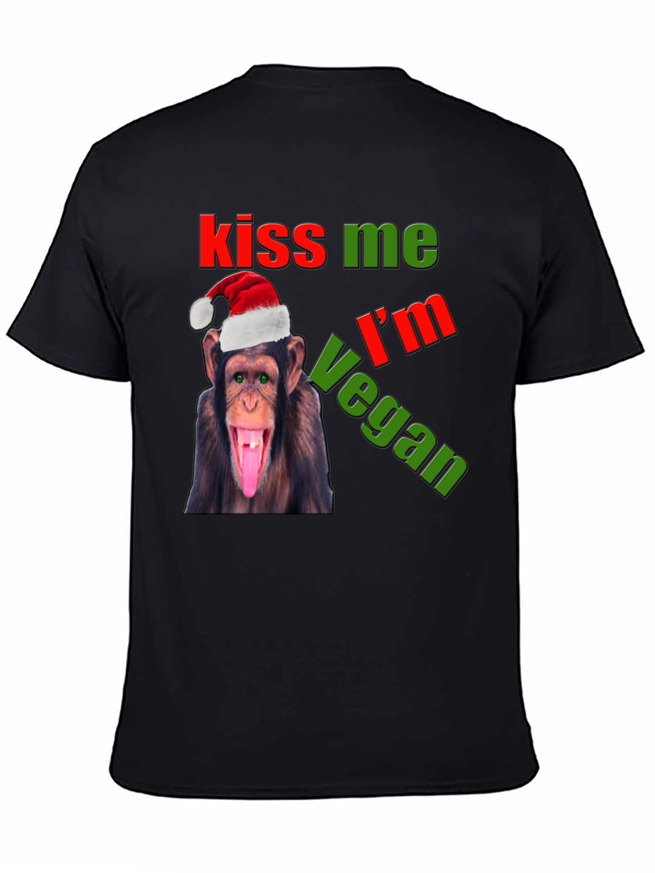 Kiss Me Im Vegan Monkey Christmas Graphic Tee