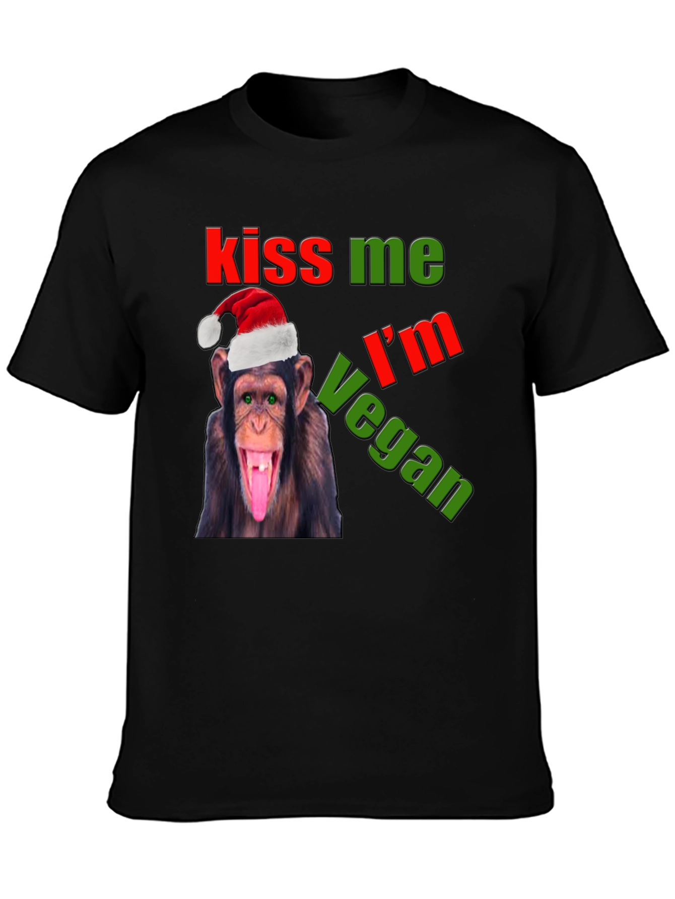 Kiss Me Im Vegan Monkey Christmas Graphic Tee