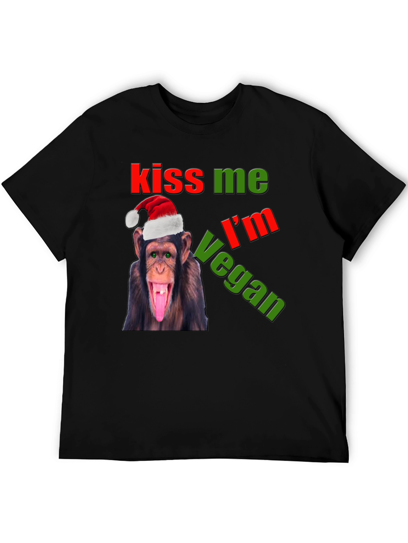 Kiss Me Im Vegan Monkey Christmas Graphic Tee