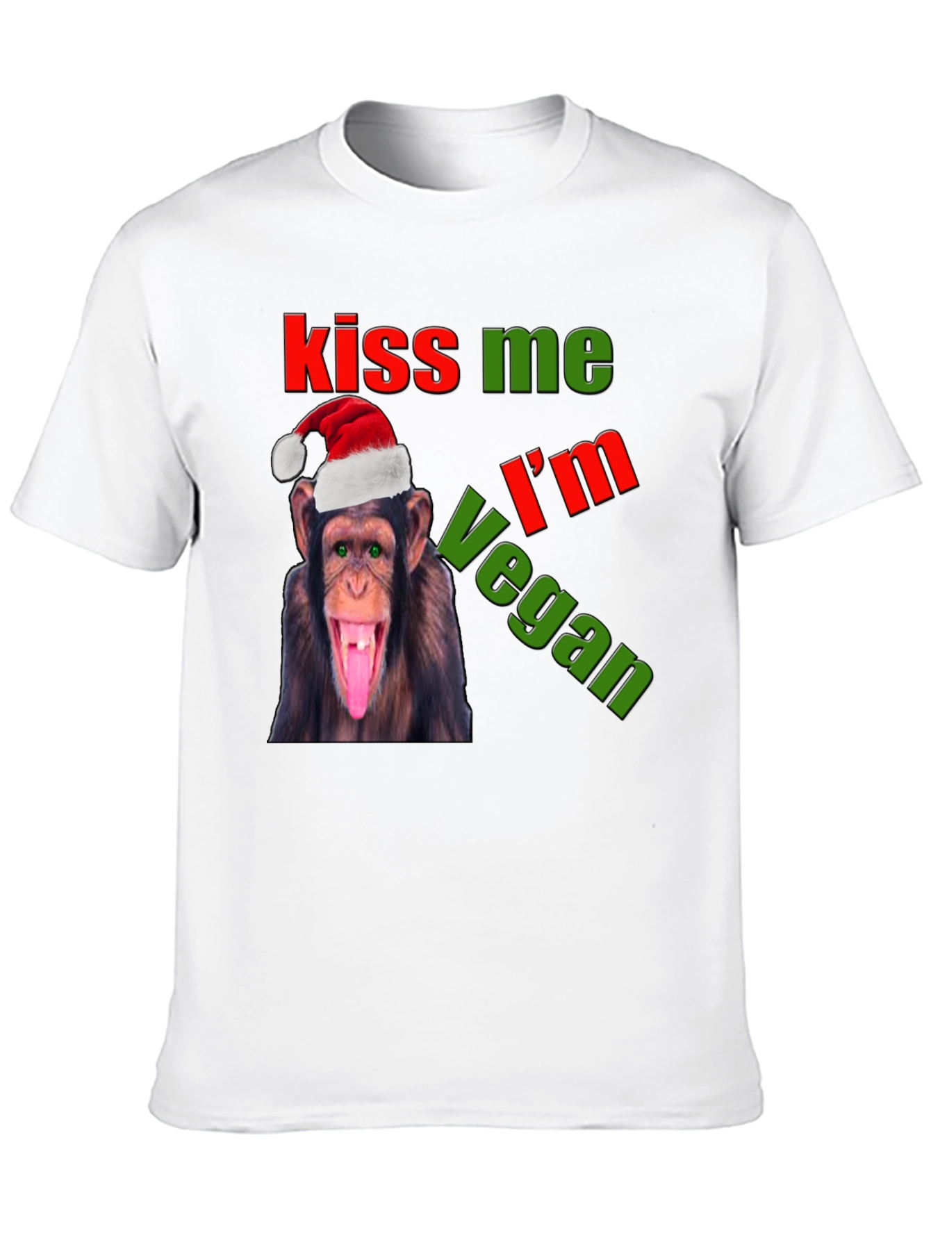 Kiss Me Im Vegan Monkey Christmas Graphic Tee