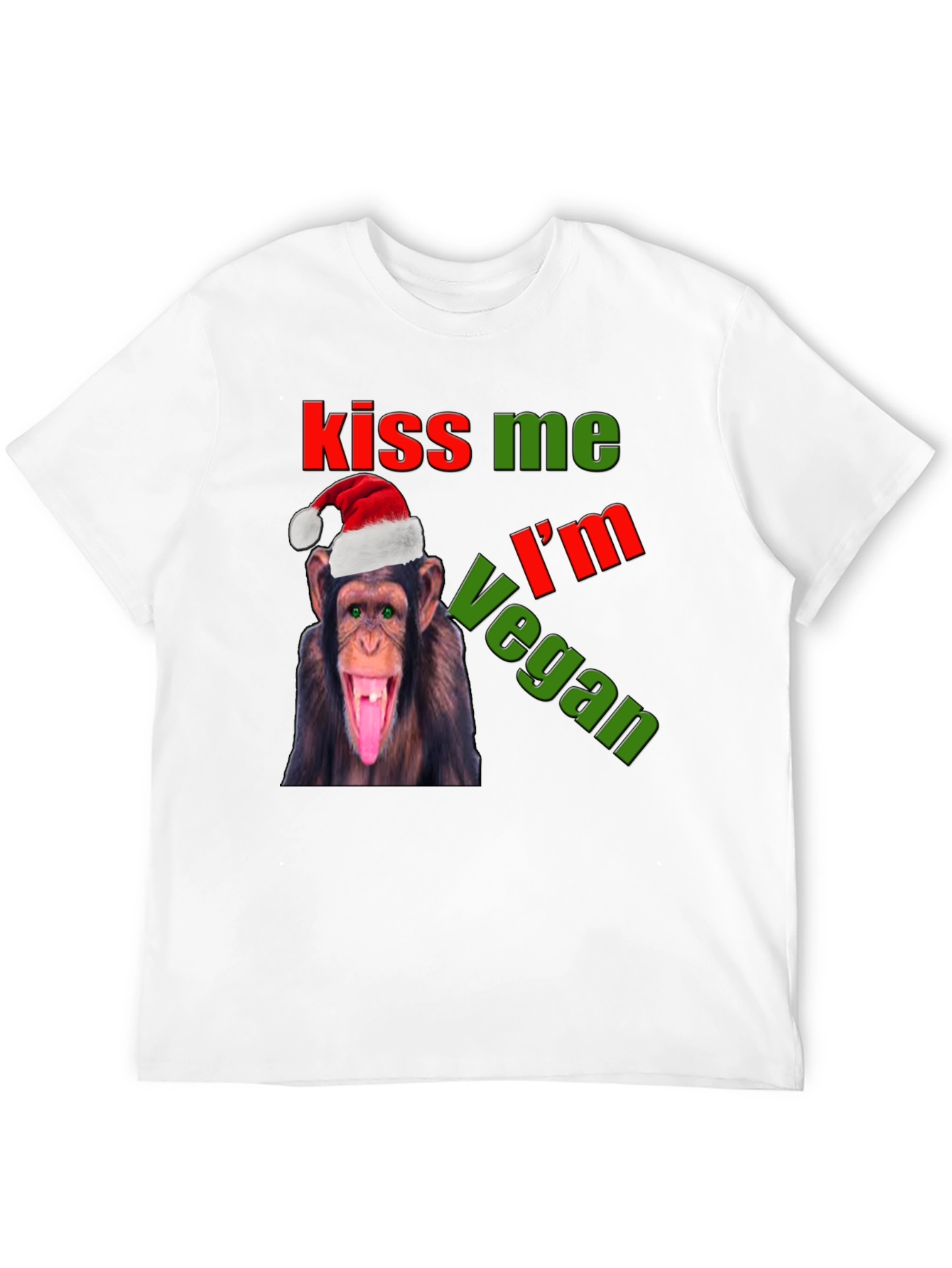 Kiss Me Im Vegan Monkey Christmas Graphic Tee