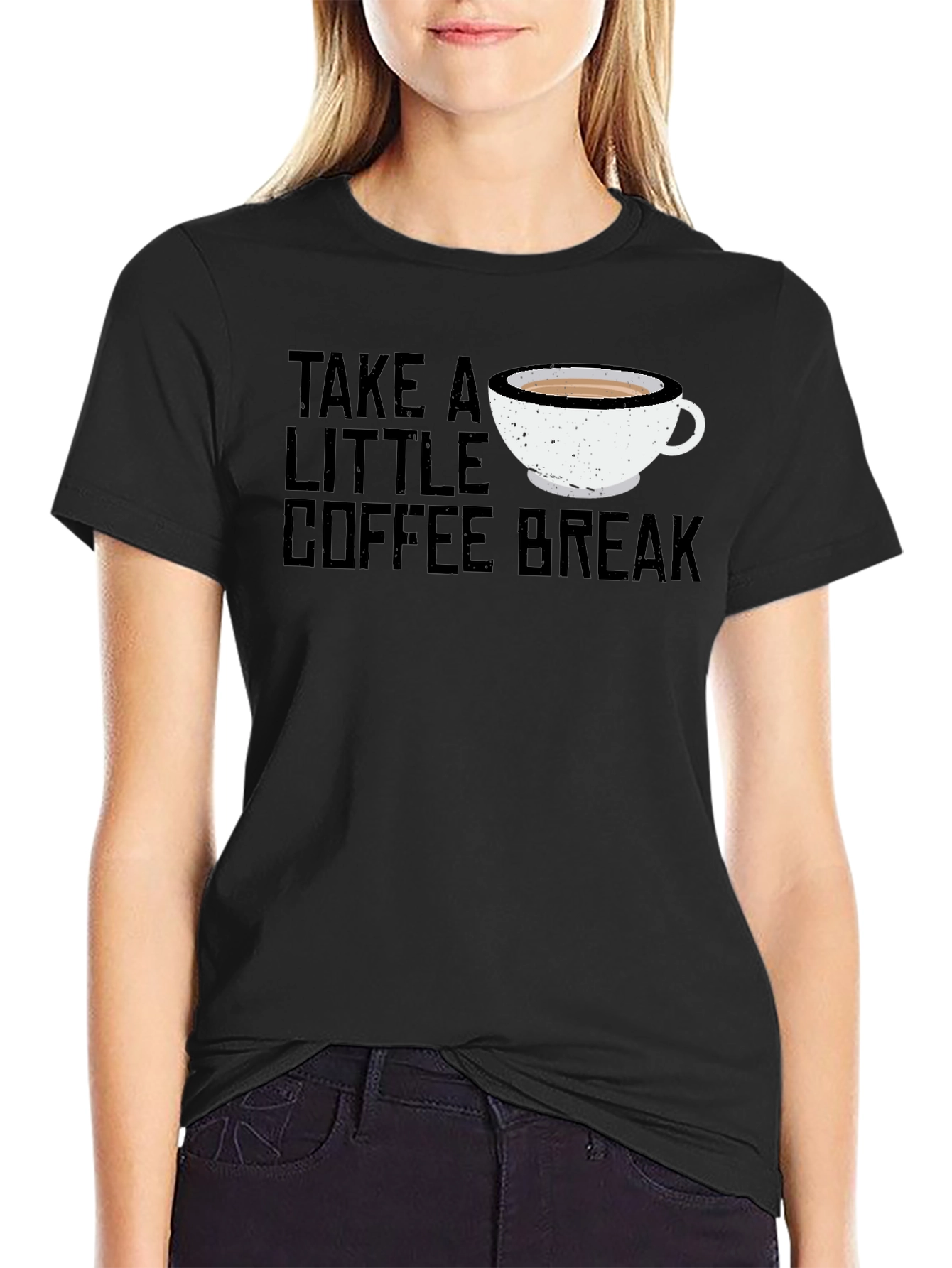 Take A Little Coffee Break Black T-Shirt