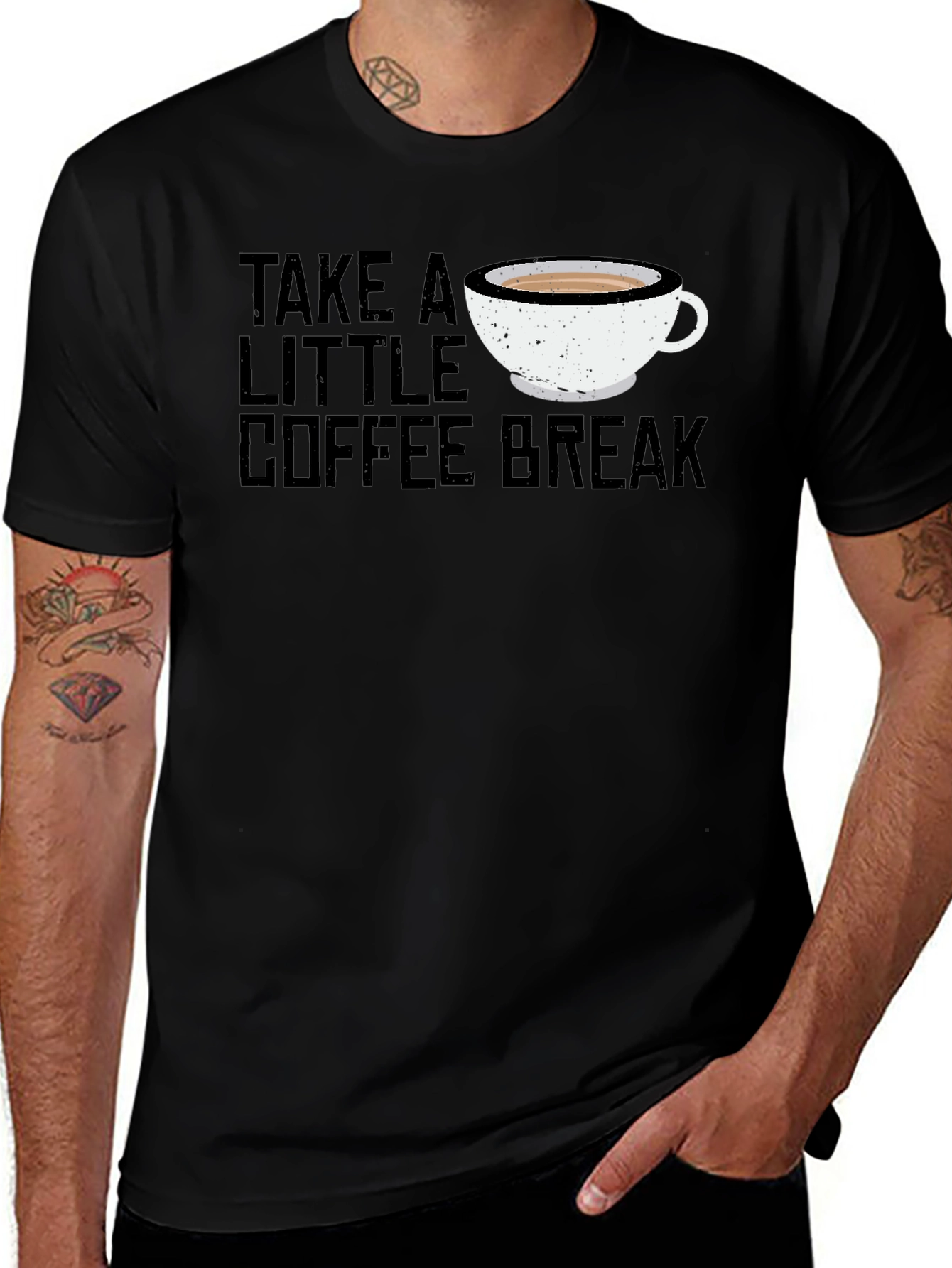 Take A Little Coffee Break Black T-Shirt