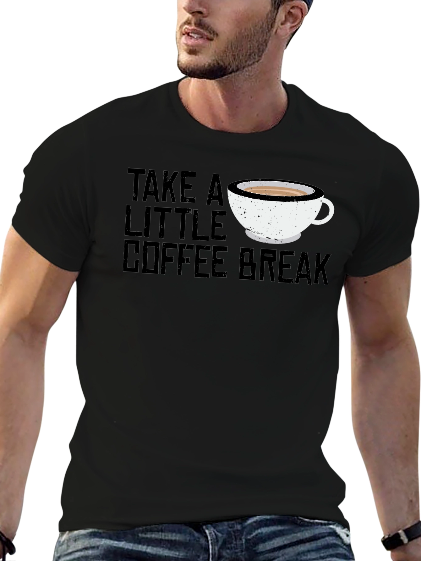 Take A Little Coffee Break Black T-Shirt