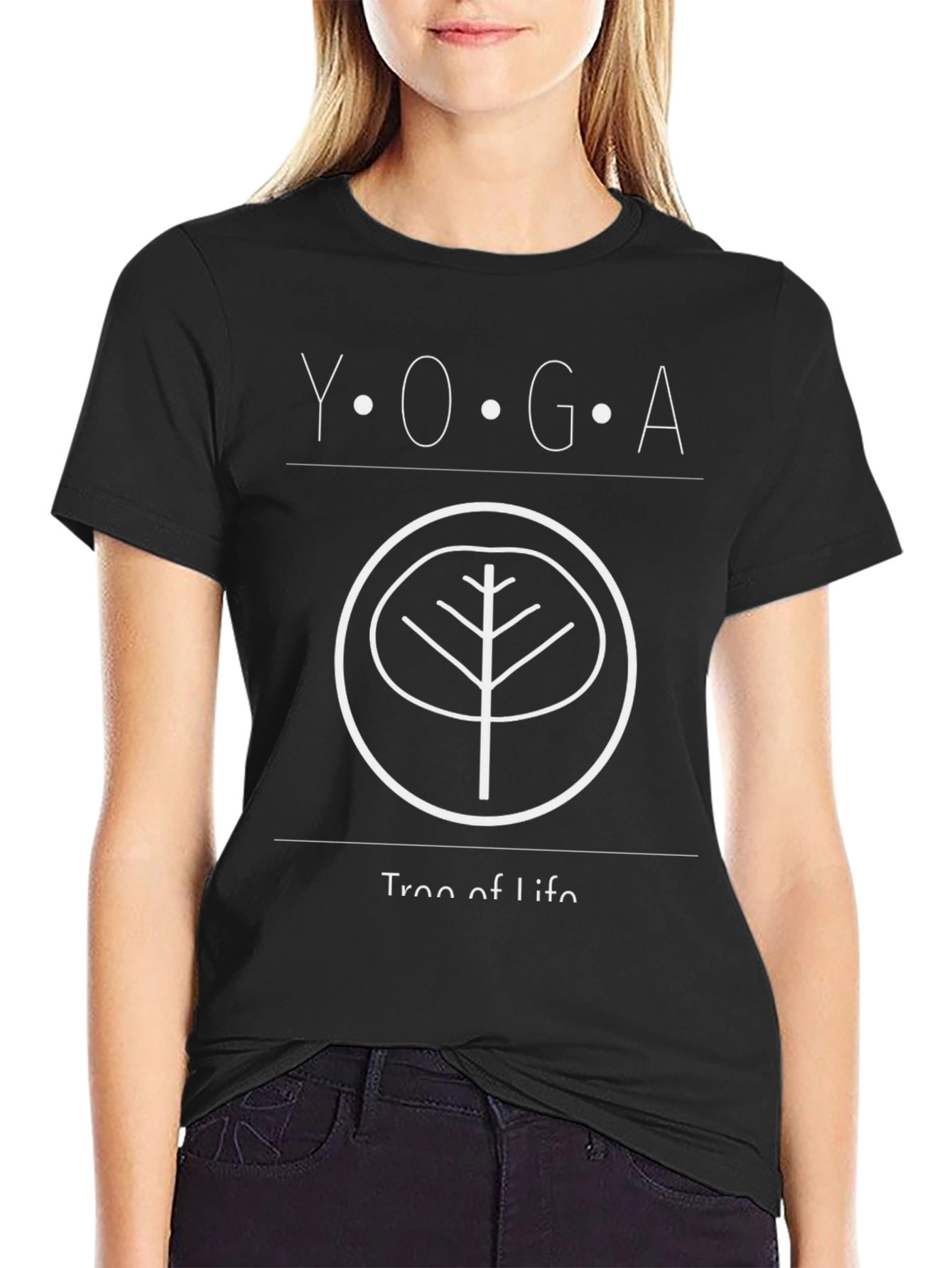 Yoga Tree of Life Graphic T-Shirt - Black