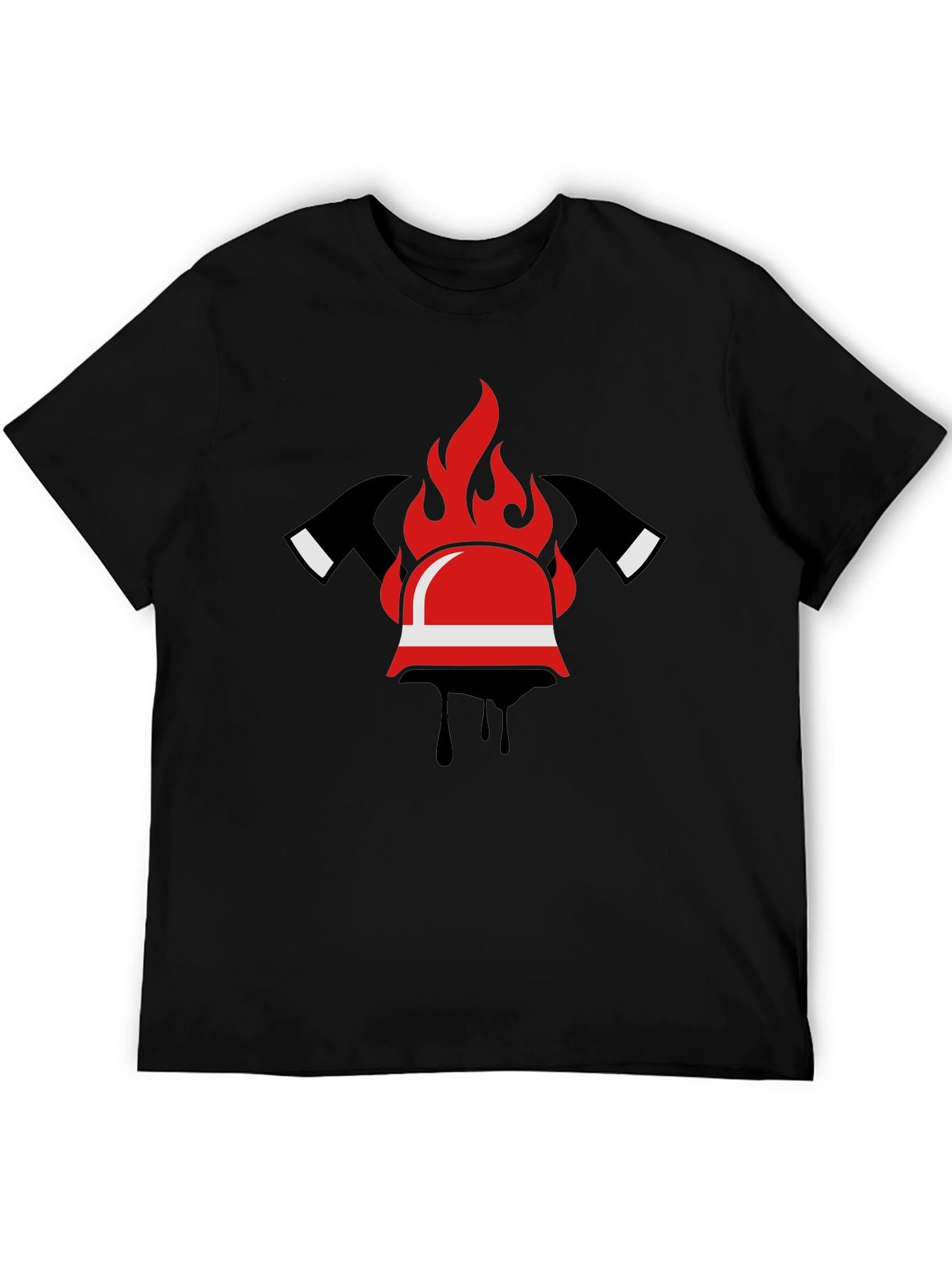 Firefighter Helmet and Axes Graphic T-Shirt
