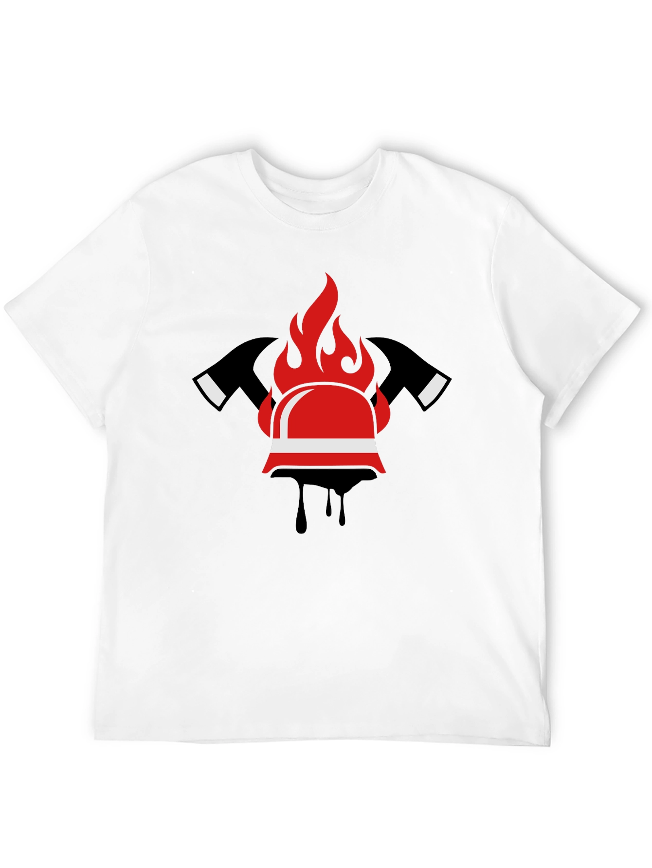 Firefighter Helmet and Axes Graphic T-Shirt