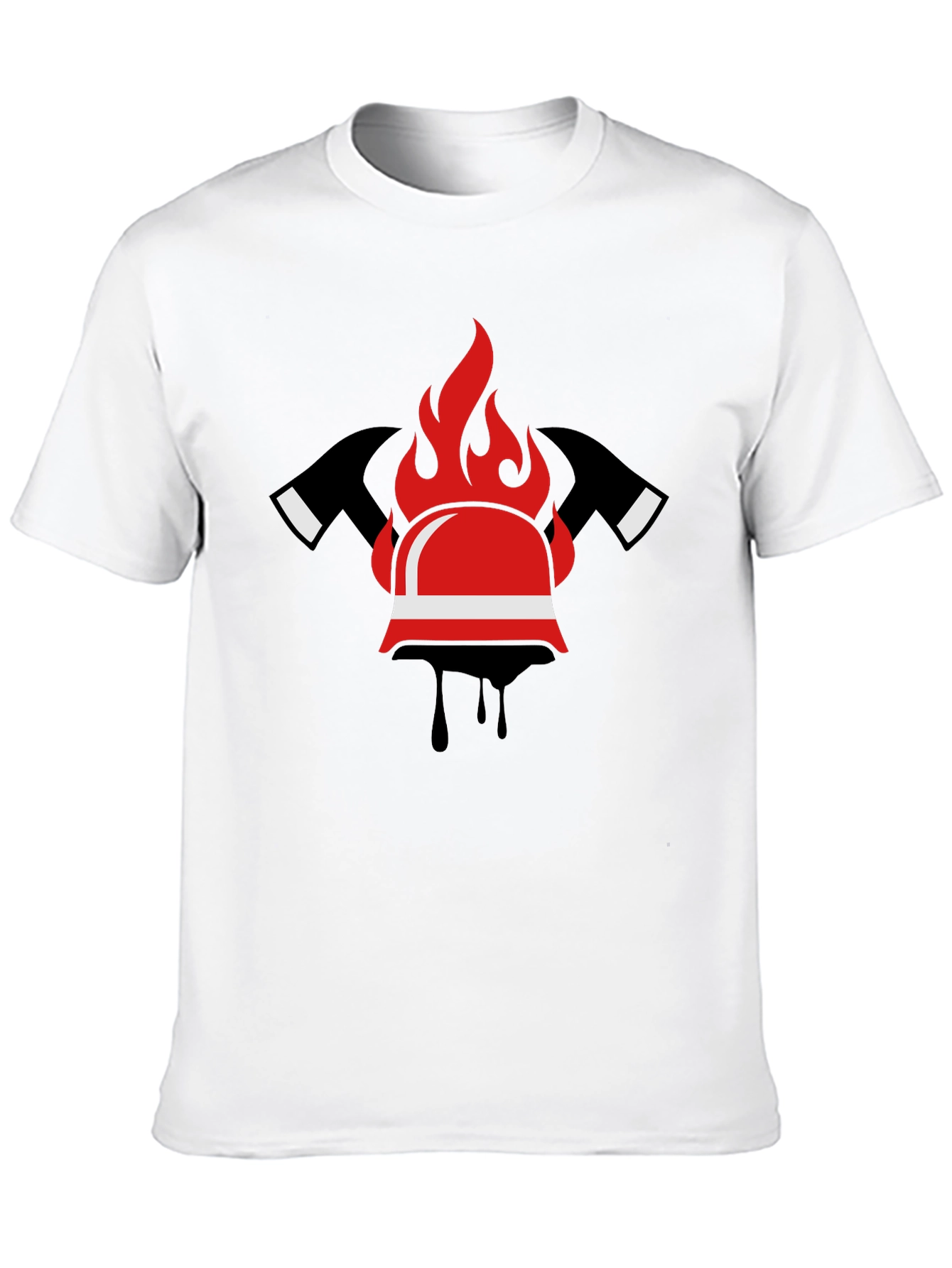 Firefighter Helmet and Axes Graphic T-Shirt