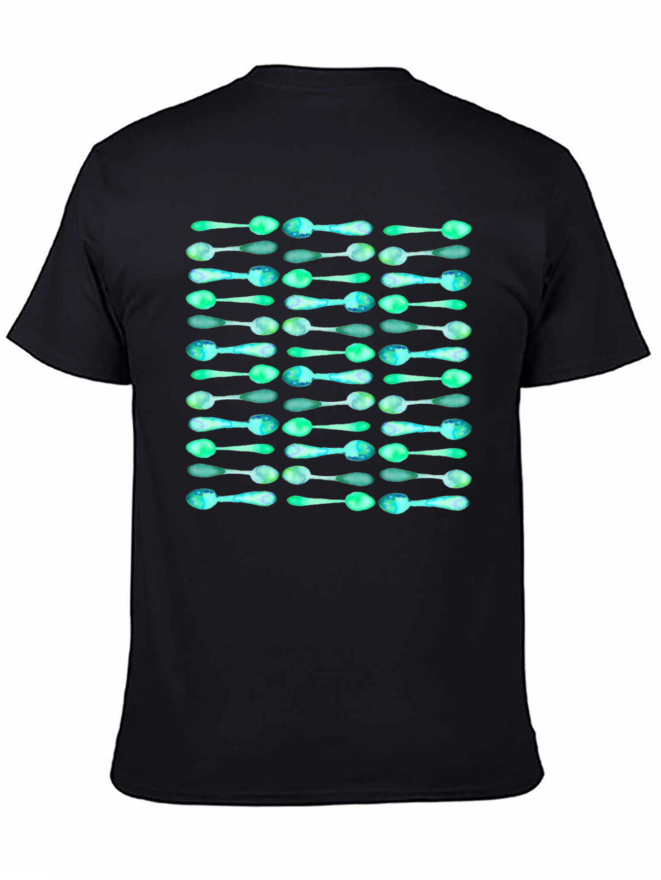 Spoon Pattern Black T-Shirt - Unique Graphic Tee