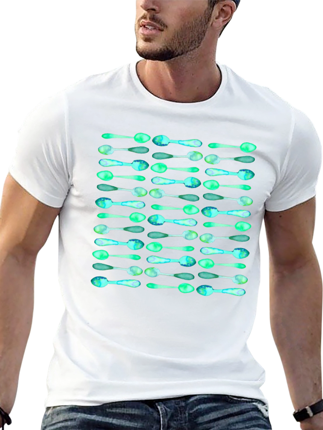 Spoon Pattern Black T-Shirt - Unique Graphic Tee