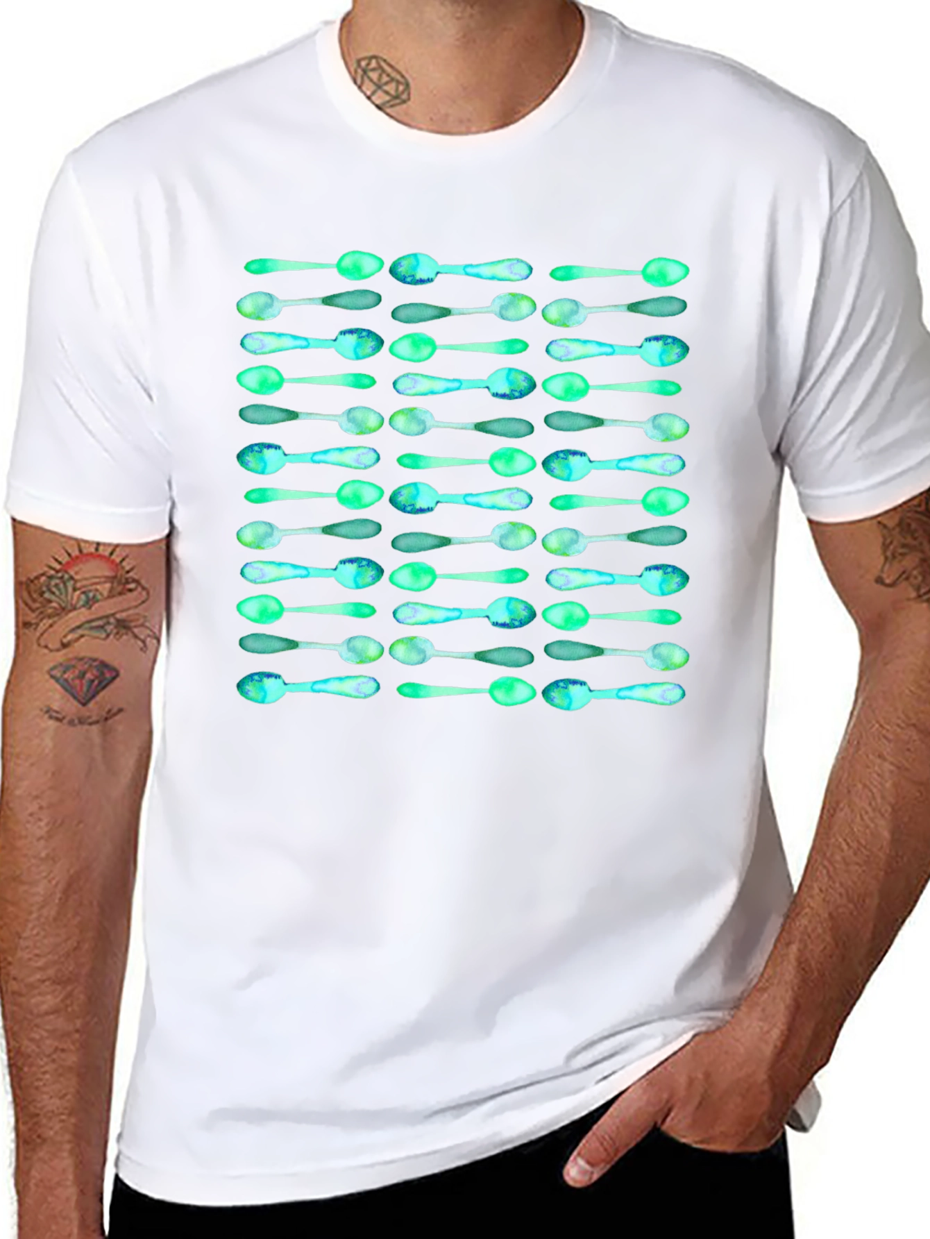 Spoon Pattern Black T-Shirt - Unique Graphic Tee