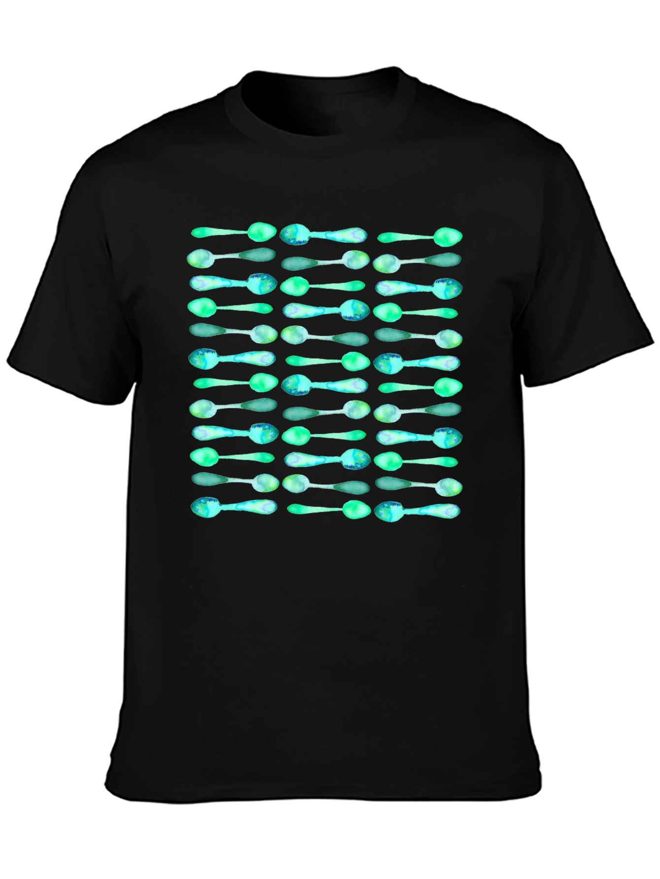 Spoon Pattern Black T-Shirt - Unique Graphic Tee