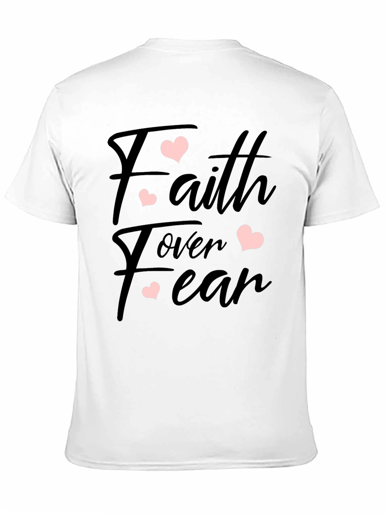 Faith Over Fear Heart Print Black T-Shirt
