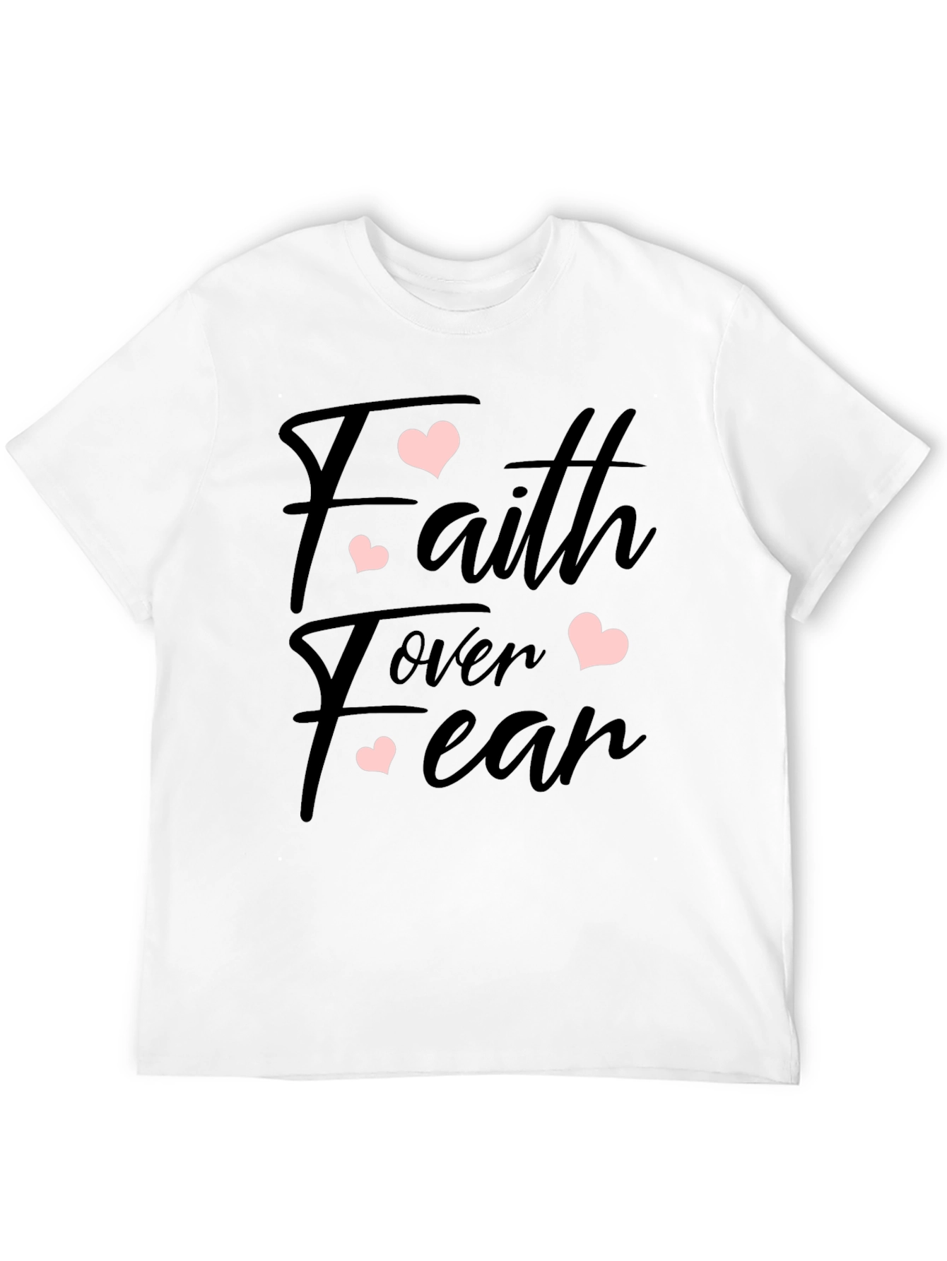 Faith Over Fear Heart Print Black T-Shirt