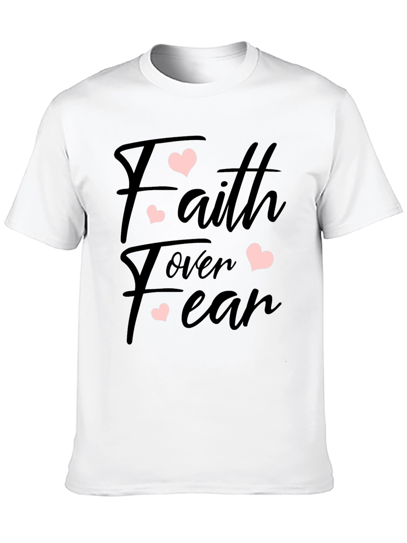 Faith Over Fear Heart Print Black T-Shirt