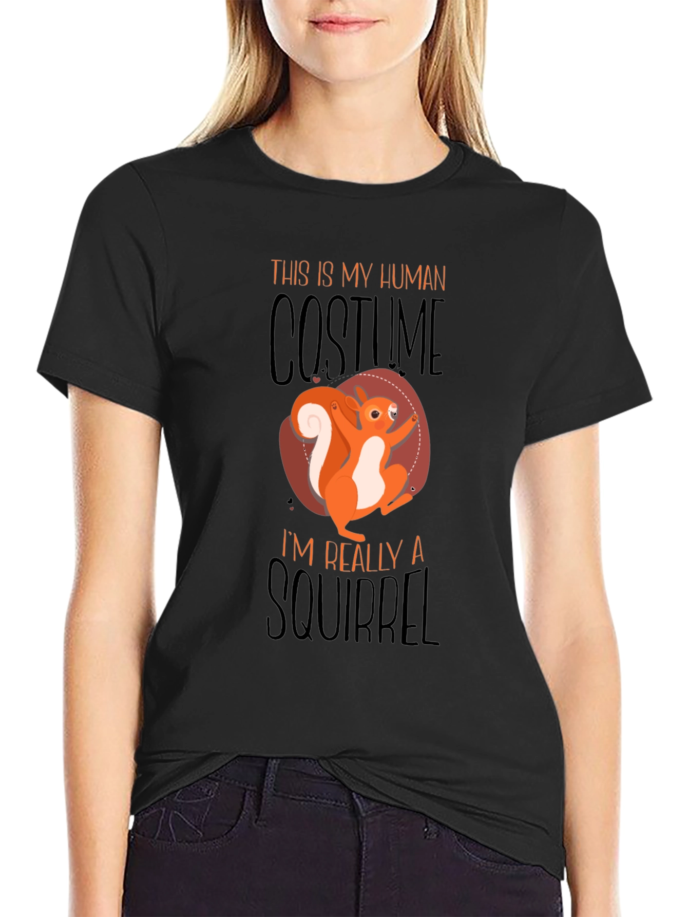 Squirrel Costume Graphic T-Shirt - Novelty Halloween Tee