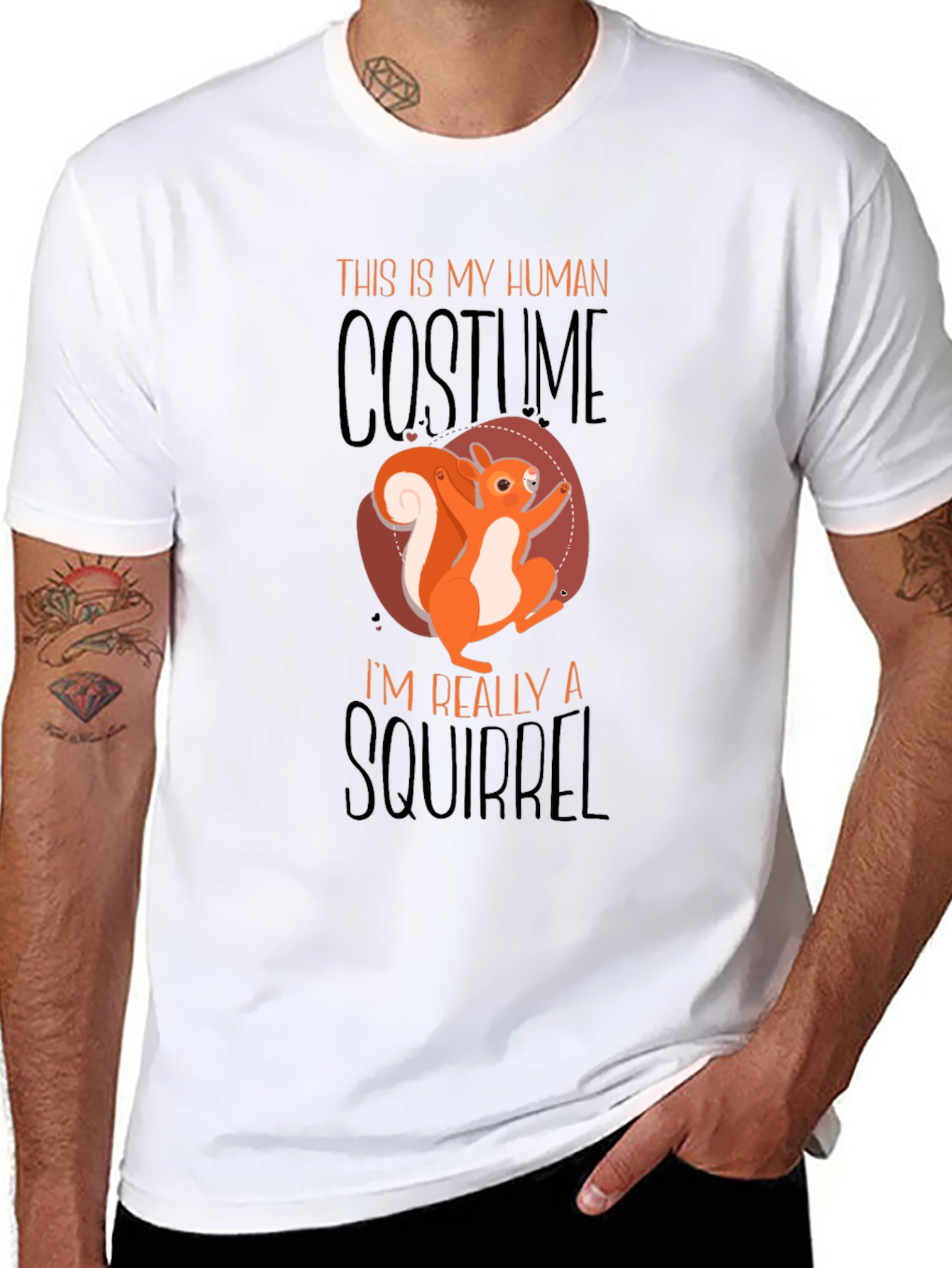 Squirrel Costume Graphic T-Shirt - Novelty Halloween Tee