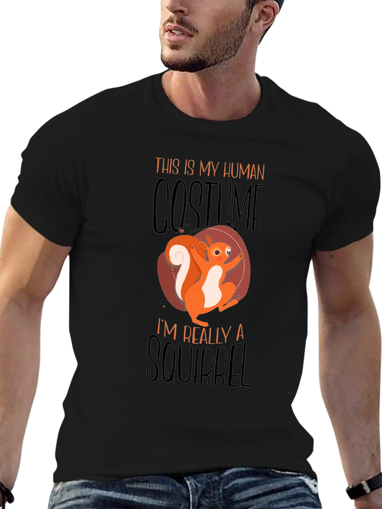 Squirrel Costume Graphic T-Shirt - Novelty Halloween Tee