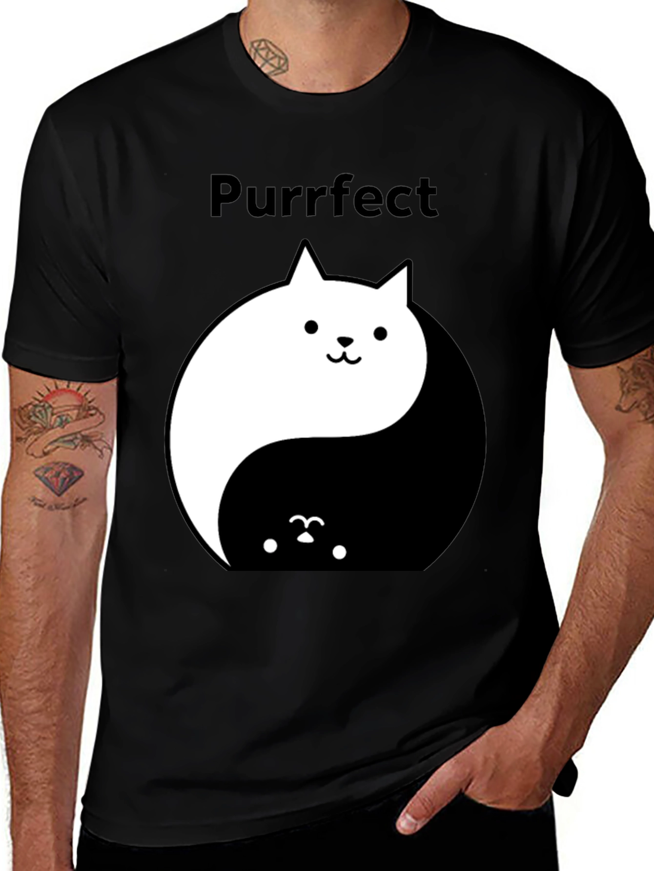 Yin Yang Cat T-Shirt - Purrfect Balance Tee