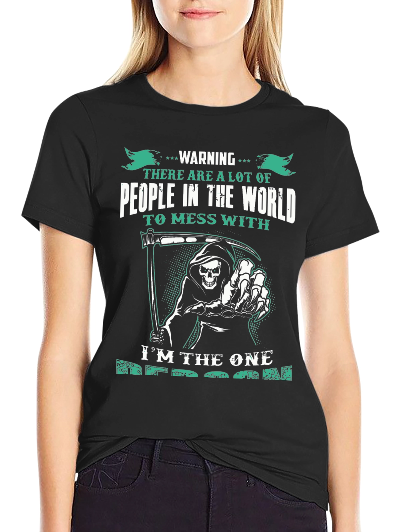 Warning Grim Reaper Graphic T-Shirt