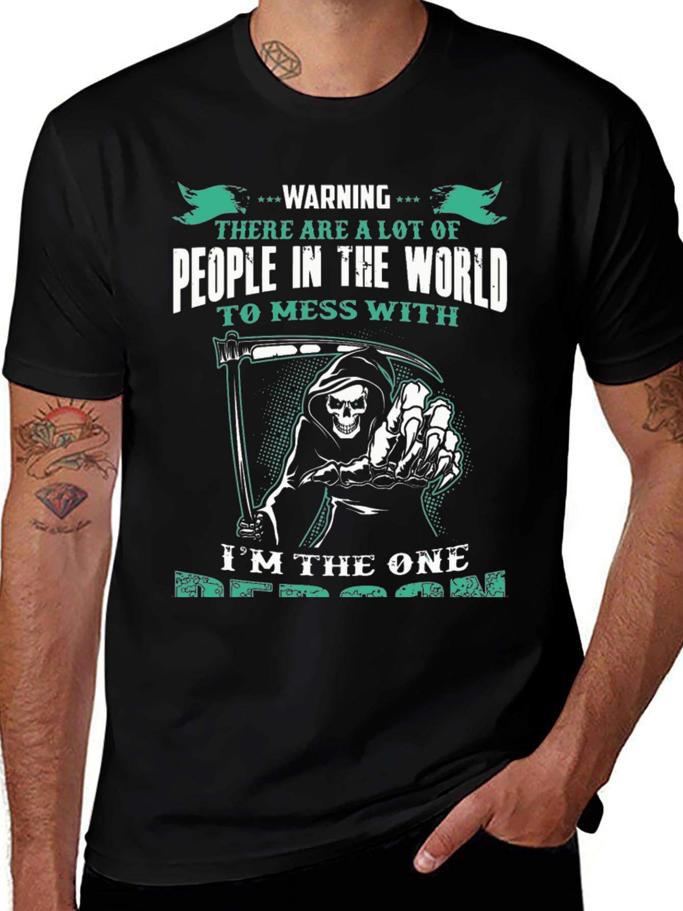 Warning Grim Reaper Graphic T-Shirt