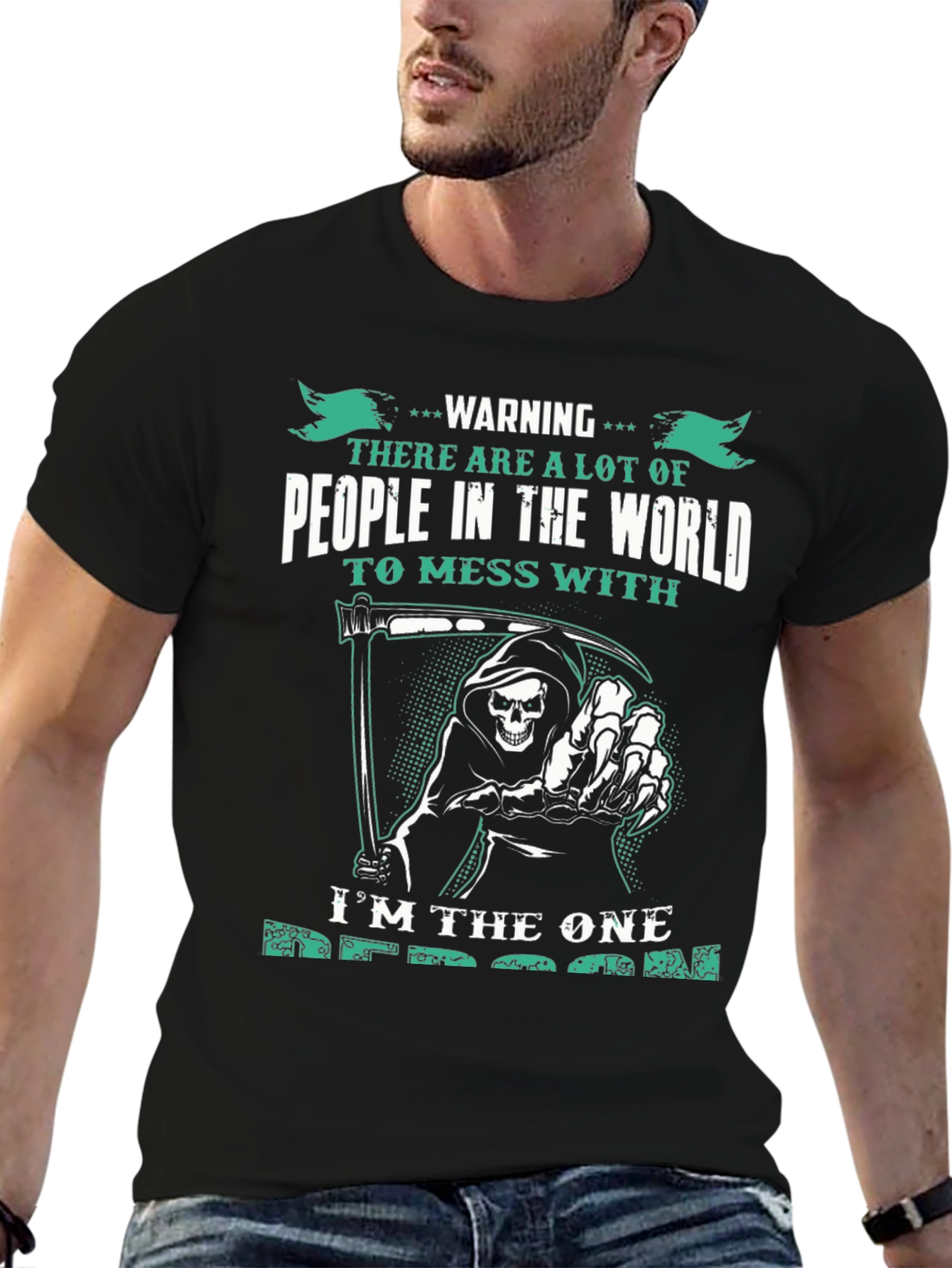 Warning Grim Reaper Graphic T-Shirt