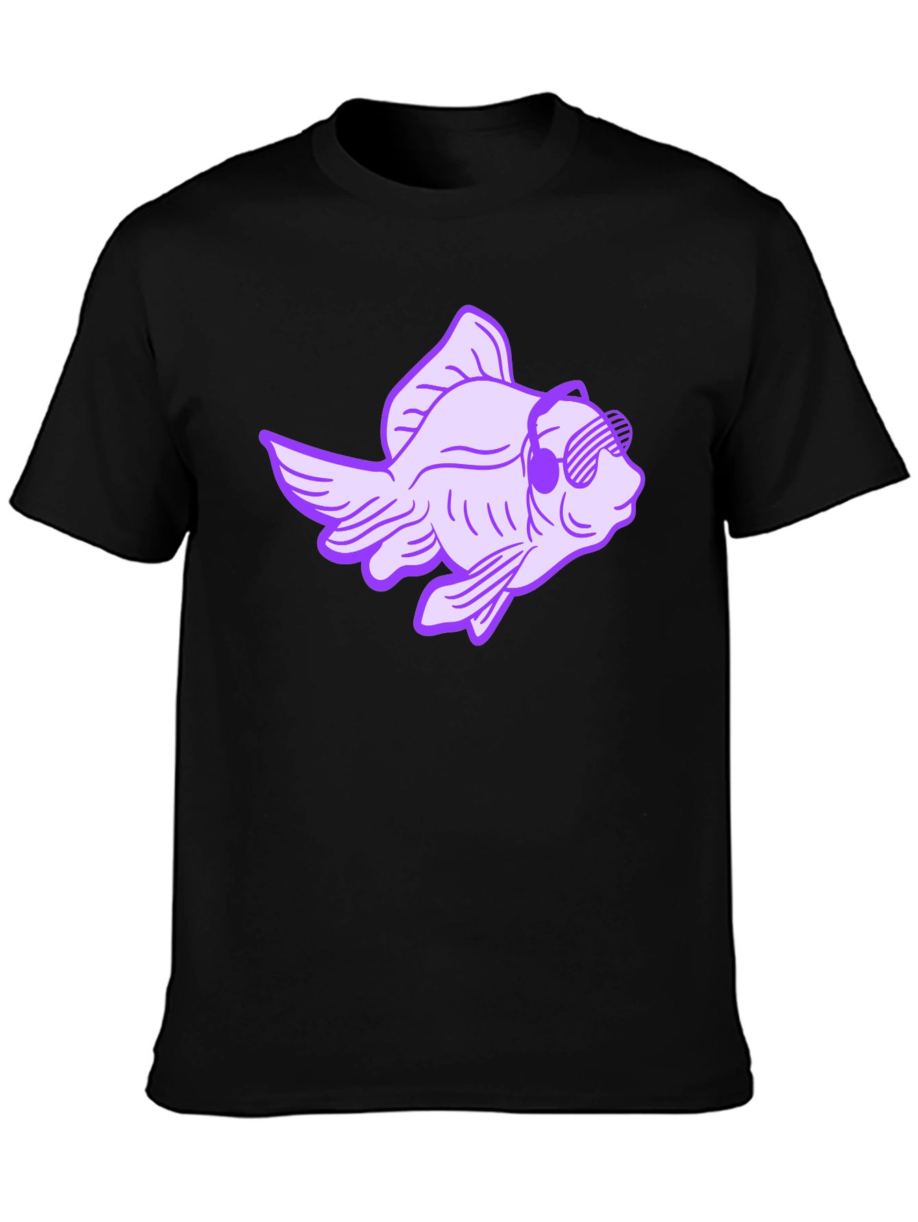 Cool Fish Graphic Tee - Black Cotton T-Shirt