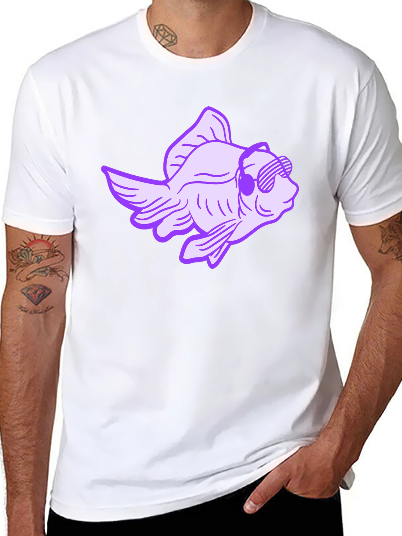 Cool Fish Graphic Tee - Black Cotton T-Shirt