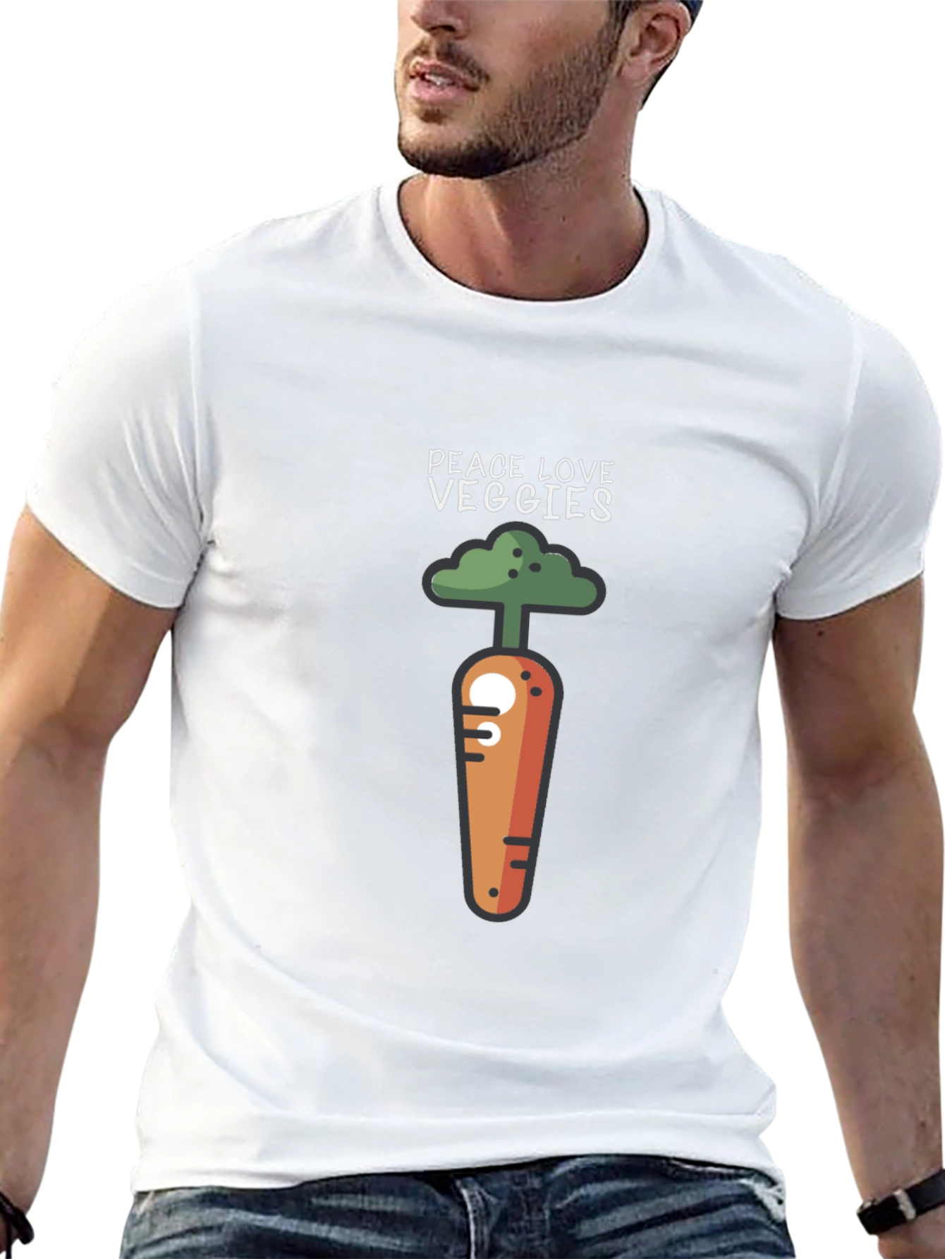 Peace Love Veggies T-Shirt - Cute Carrot Design