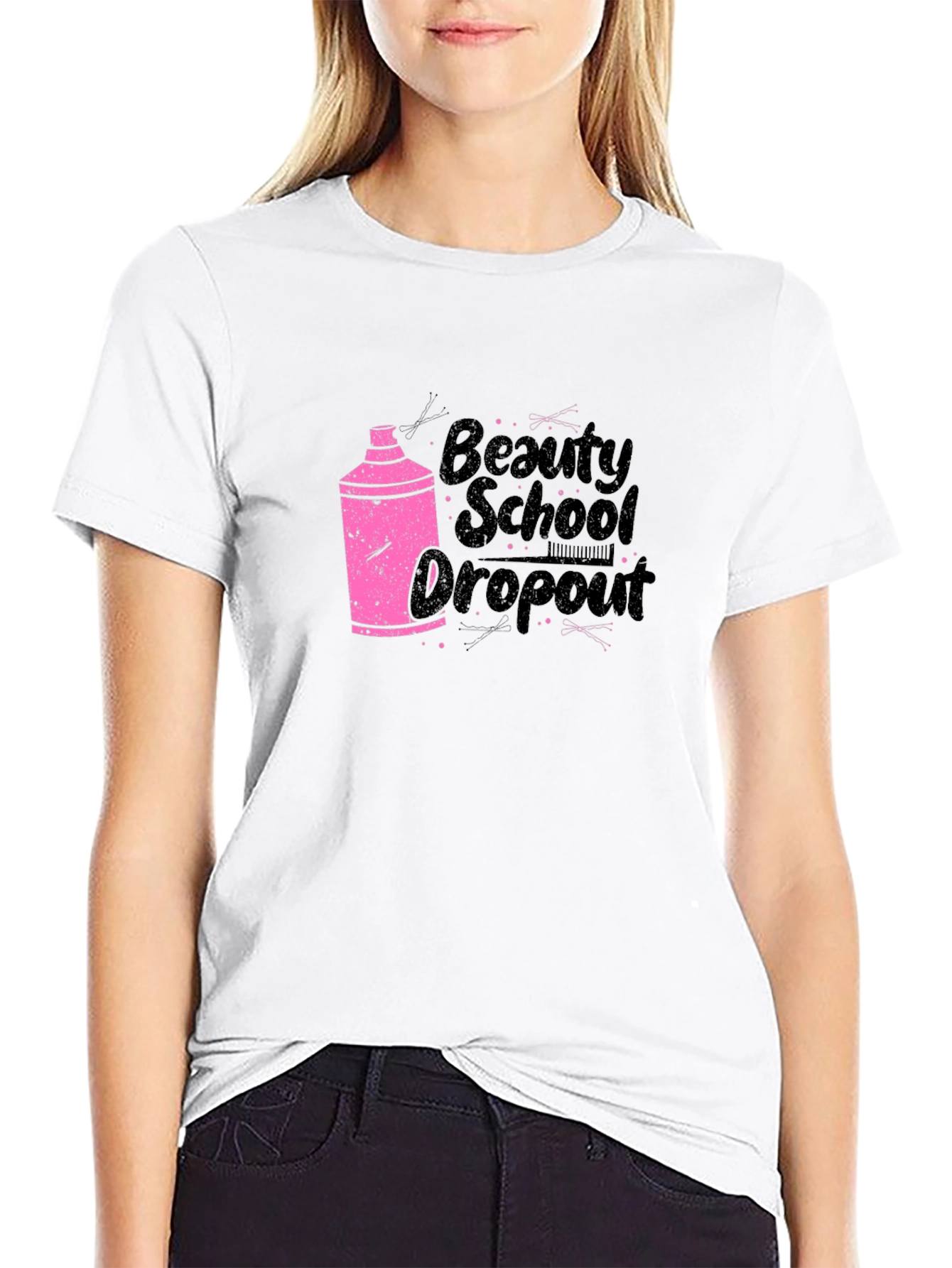 Beauty School Dropout Tee - Pink Spray Can Design