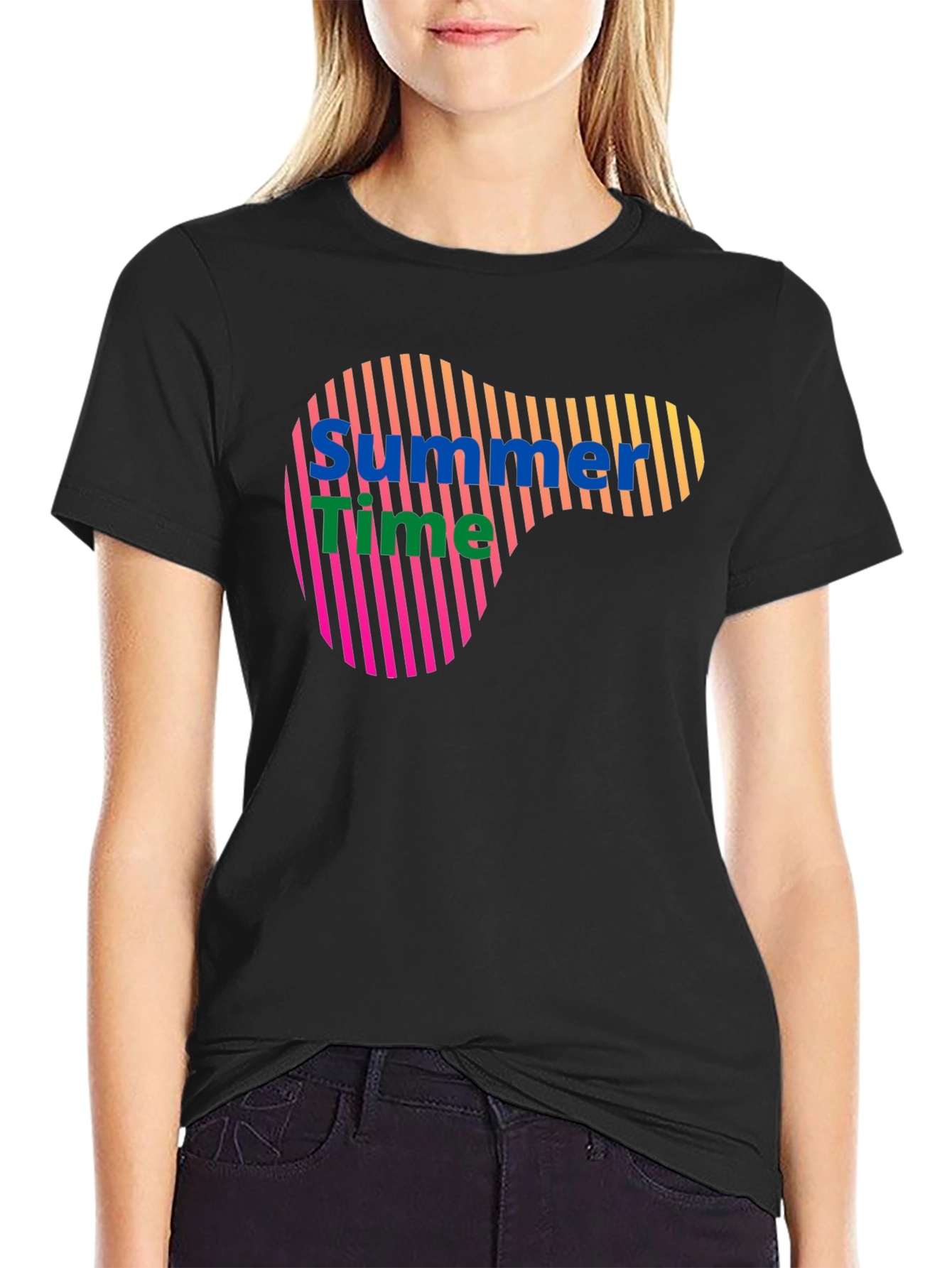 Summer Time Graphic Black T-Shirt