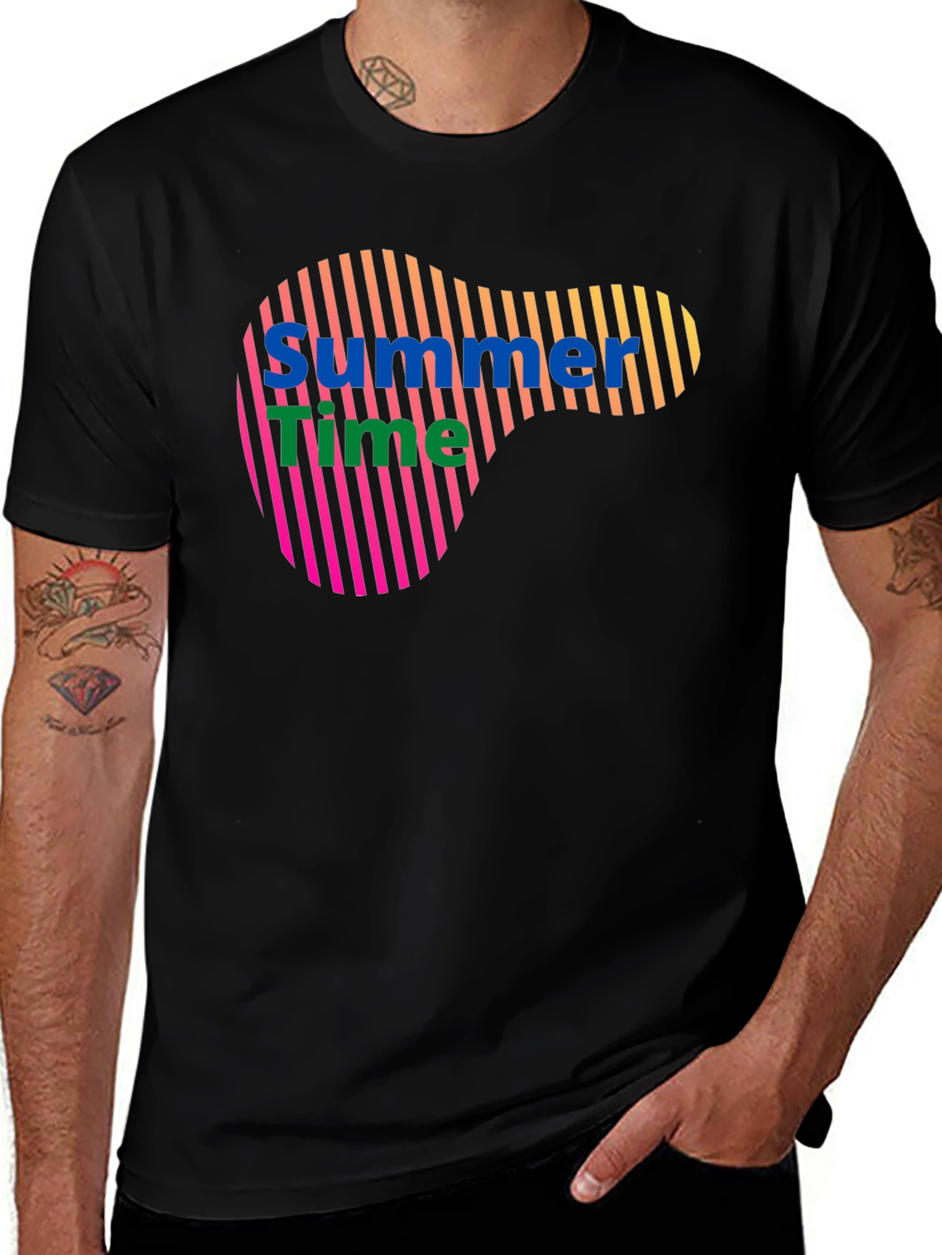 Summer Time Graphic Black T-Shirt