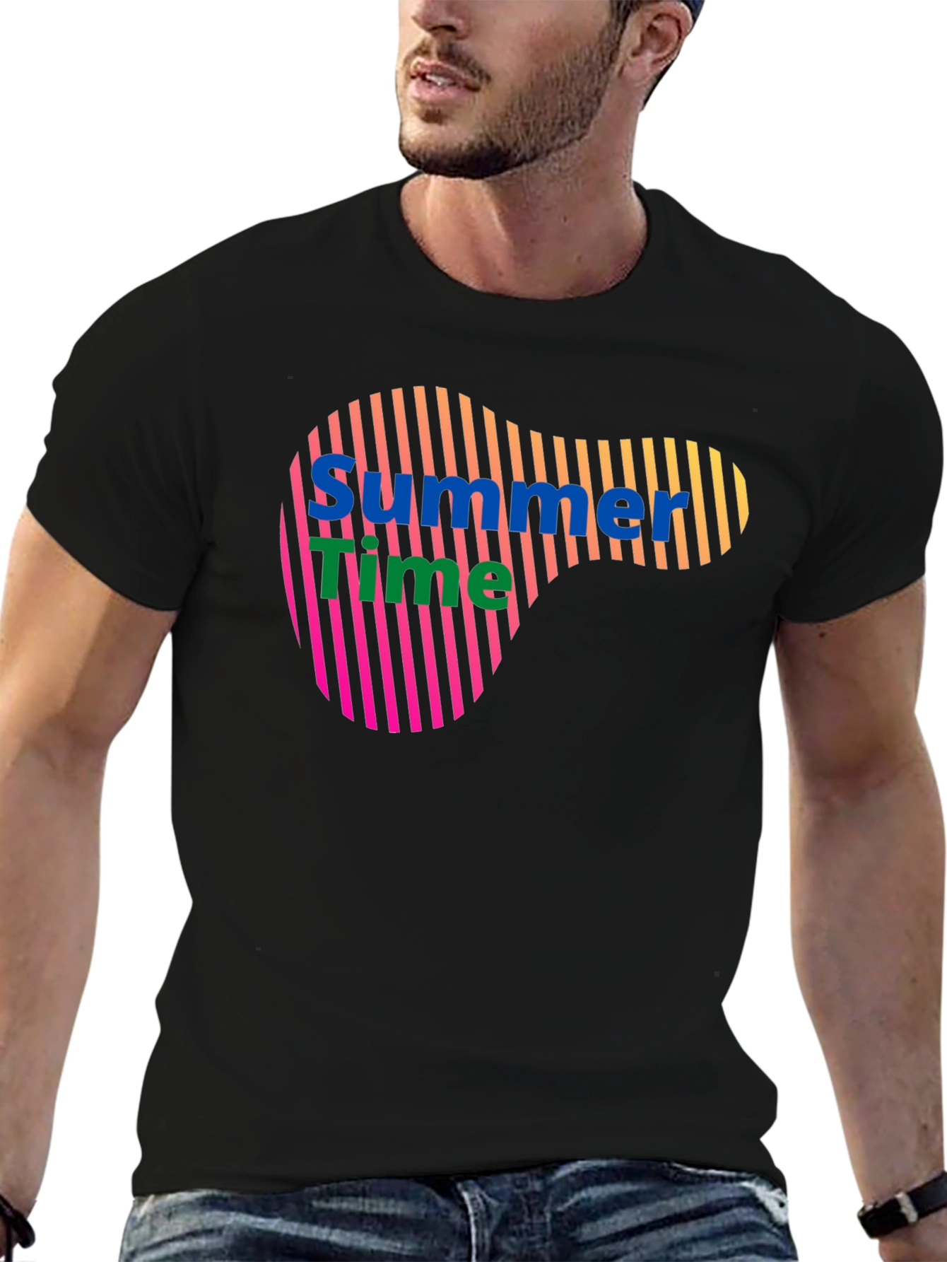 Summer Time Graphic Black T-Shirt