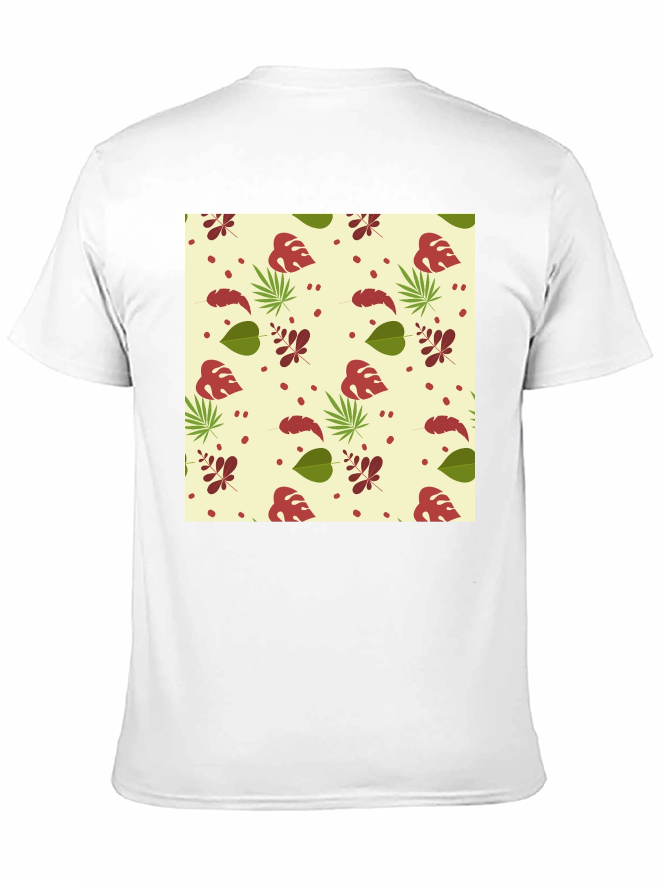 Tropical Leaves Pattern Black T-Shirt
