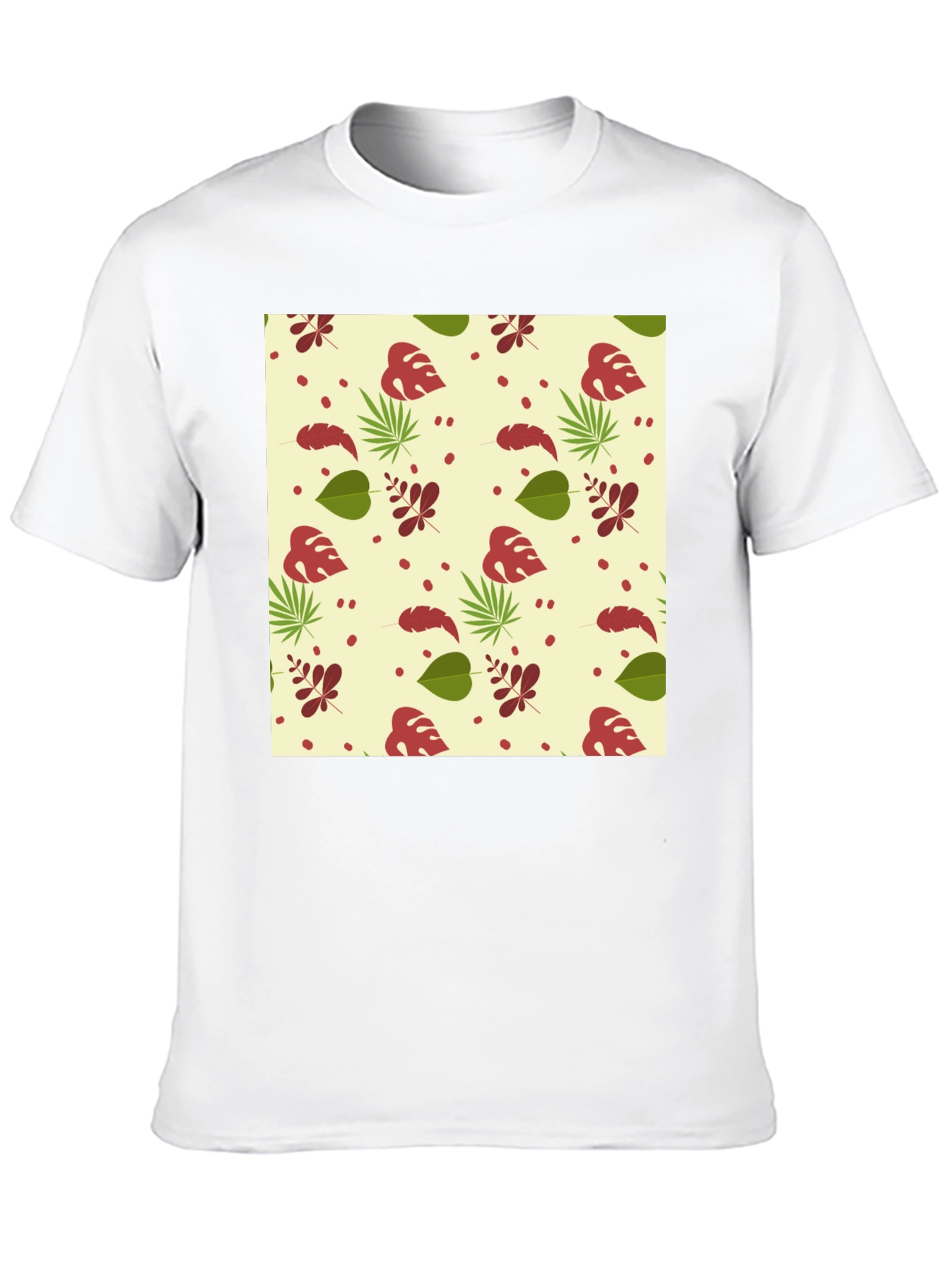 Tropical Leaves Pattern Black T-Shirt
