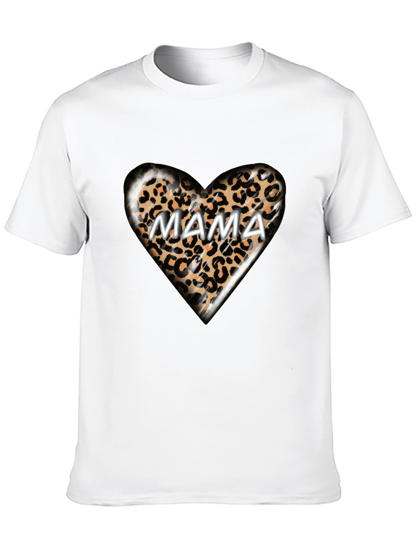 Mama Leopard Heart Graphic T-Shirt - Trendy Womens Tee