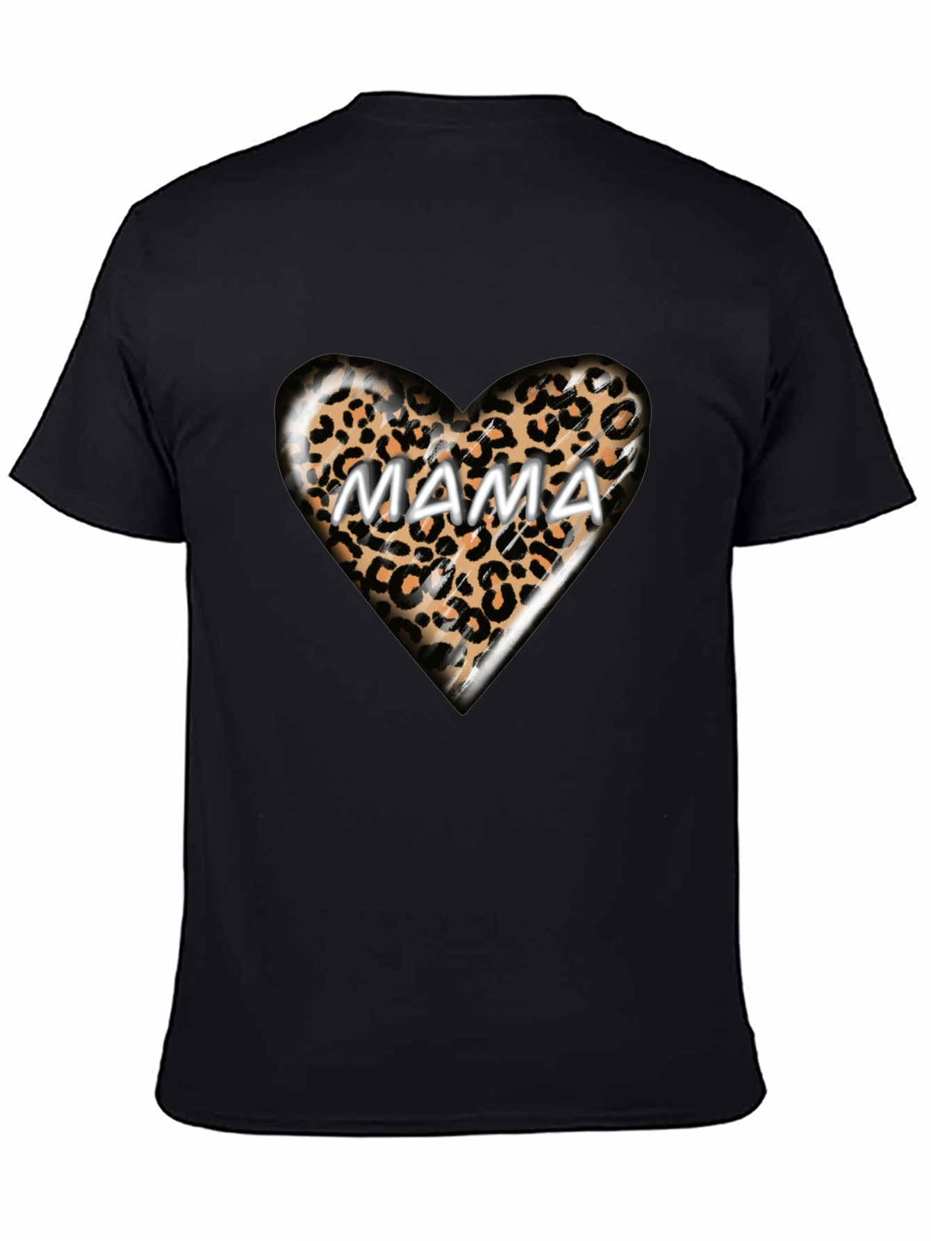 Mama Leopard Heart Graphic T-Shirt - Trendy Womens Tee