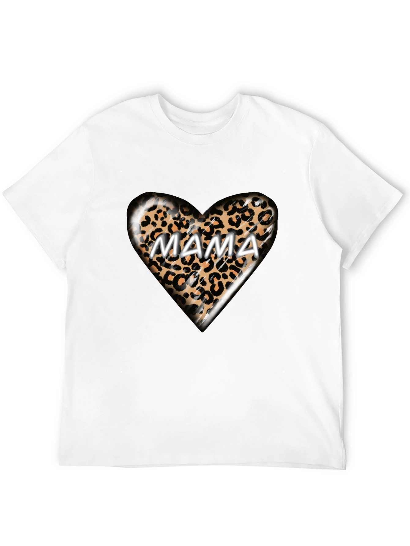 Mama Leopard Heart Graphic T-Shirt - Trendy Womens Tee