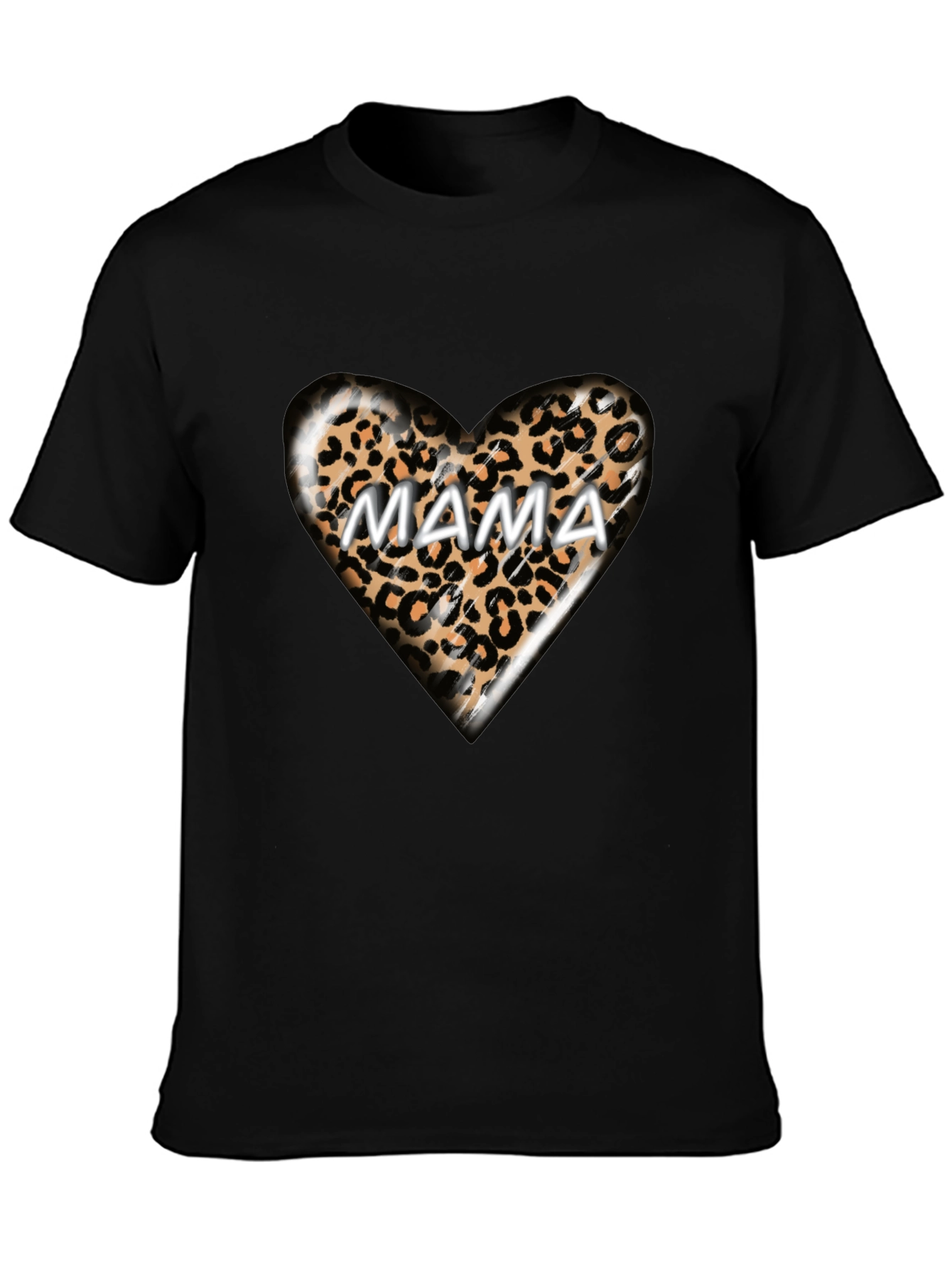 Mama Leopard Heart Graphic T-Shirt - Trendy Womens Tee