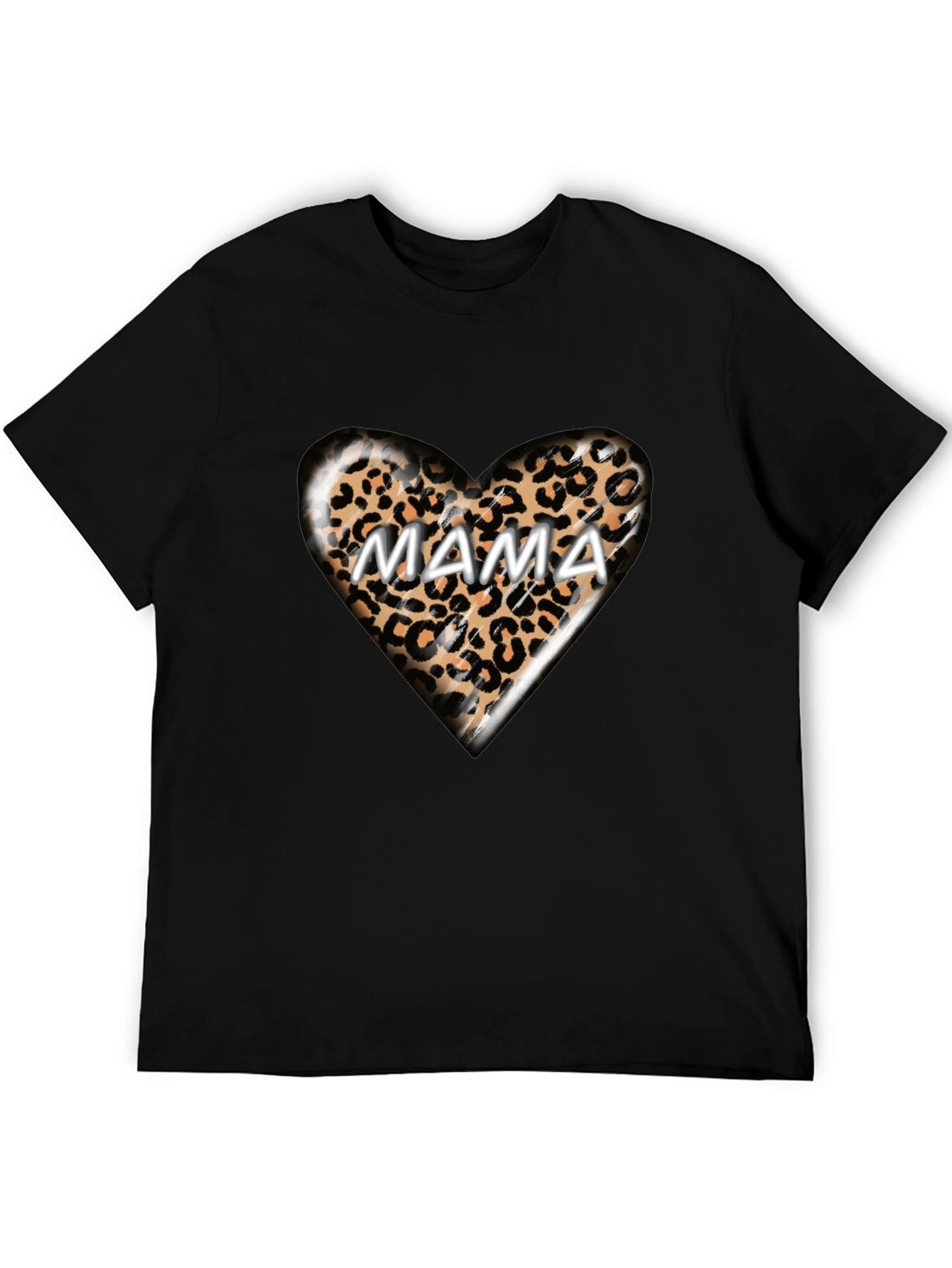 Mama Leopard Heart Graphic T-Shirt - Trendy Womens Tee