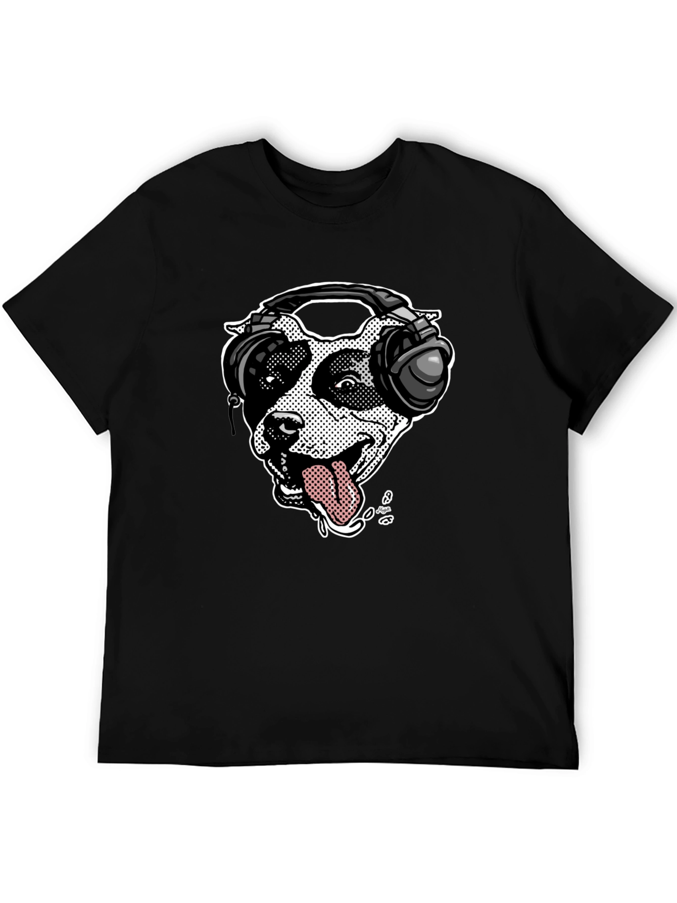 Dog with Headphones Graphic T-Shirt