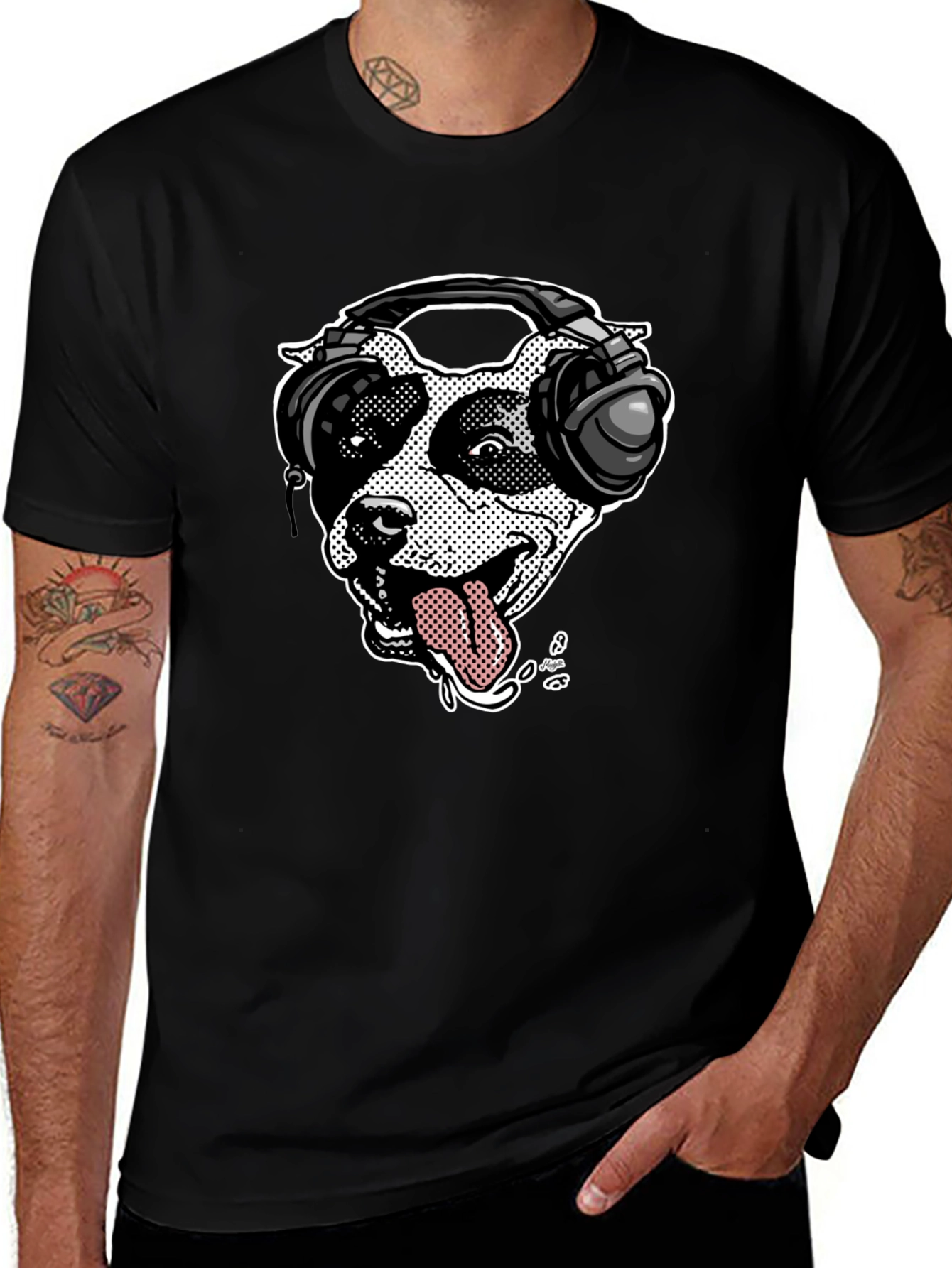 Dog with Headphones Graphic T-Shirt