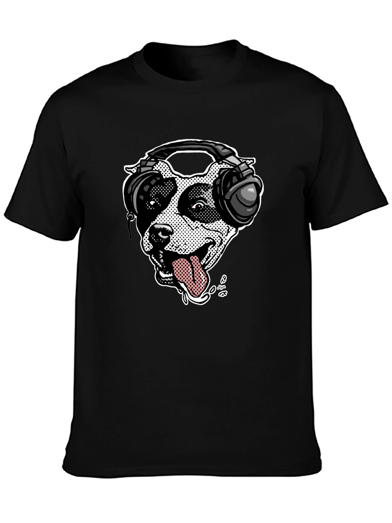 Dog with Headphones Graphic T-Shirt