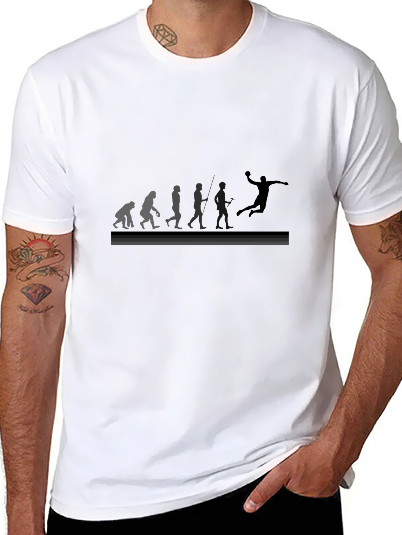 Evolution of Handball Black Graphic Tee